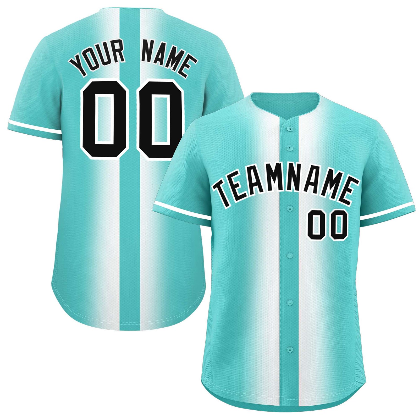 Custom Bright Green White Lapel Gradient Fashion Authentic Baseball Jersey