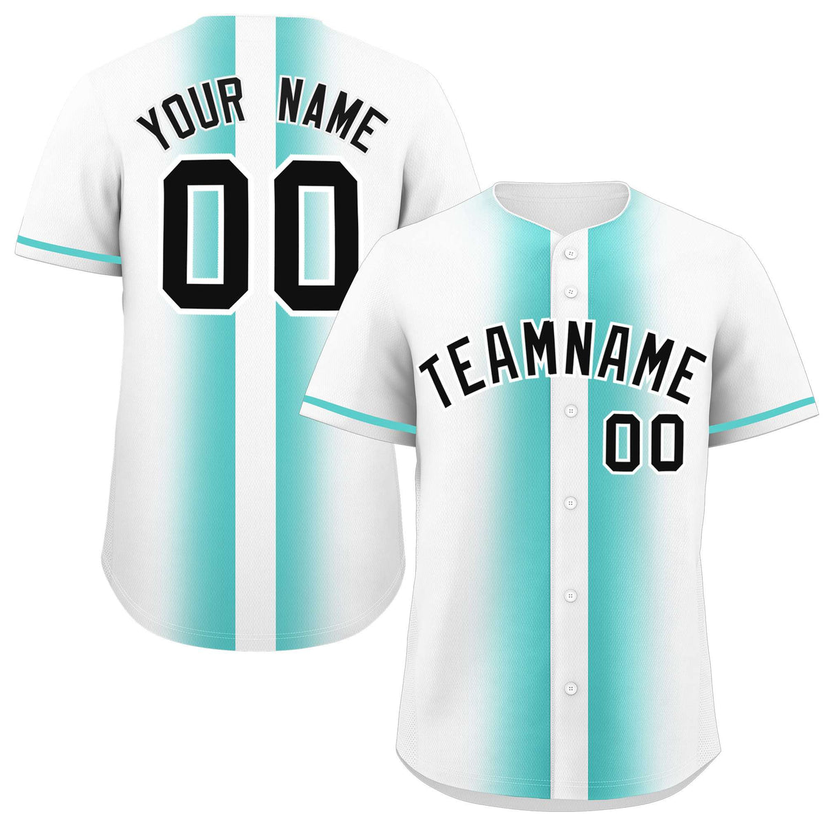 Custom White Bright Green Lapel Gradient Fashion Authentic Baseball Jersey