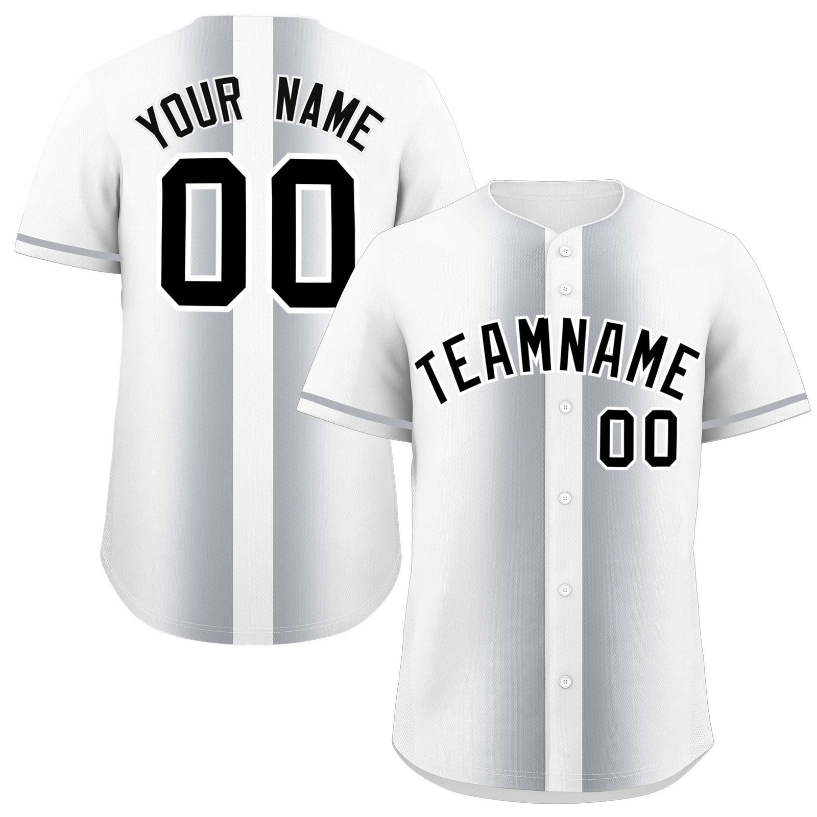Custom White Silver Lapel Gradient Fashion Authentic Baseball Jersey