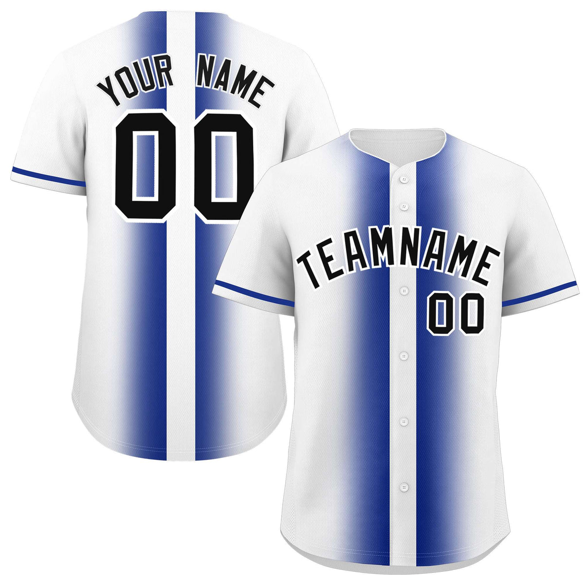 Custom White Royal Lapel Gradient Fashion Authentic Baseball Jersey