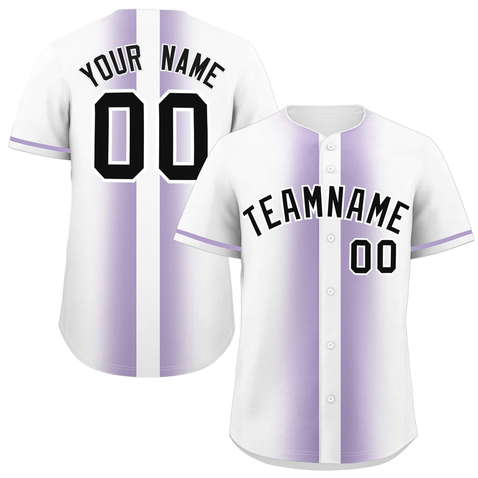 Custom White Light Purple Lapel Gradient Fashion Authentic Baseball Jersey