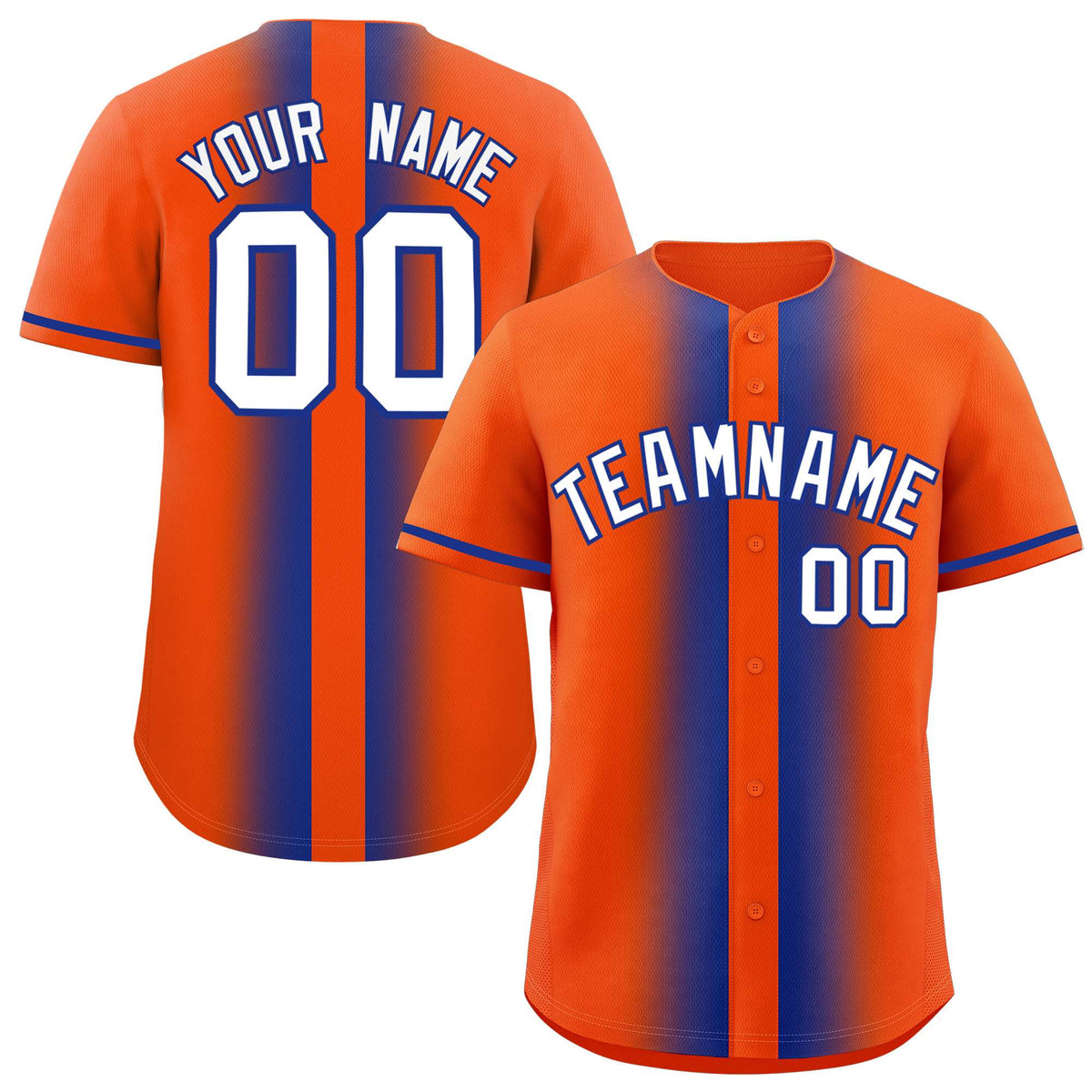 Custom Orange Royal Lapel Gradient Fashion Authentic Baseball Jersey