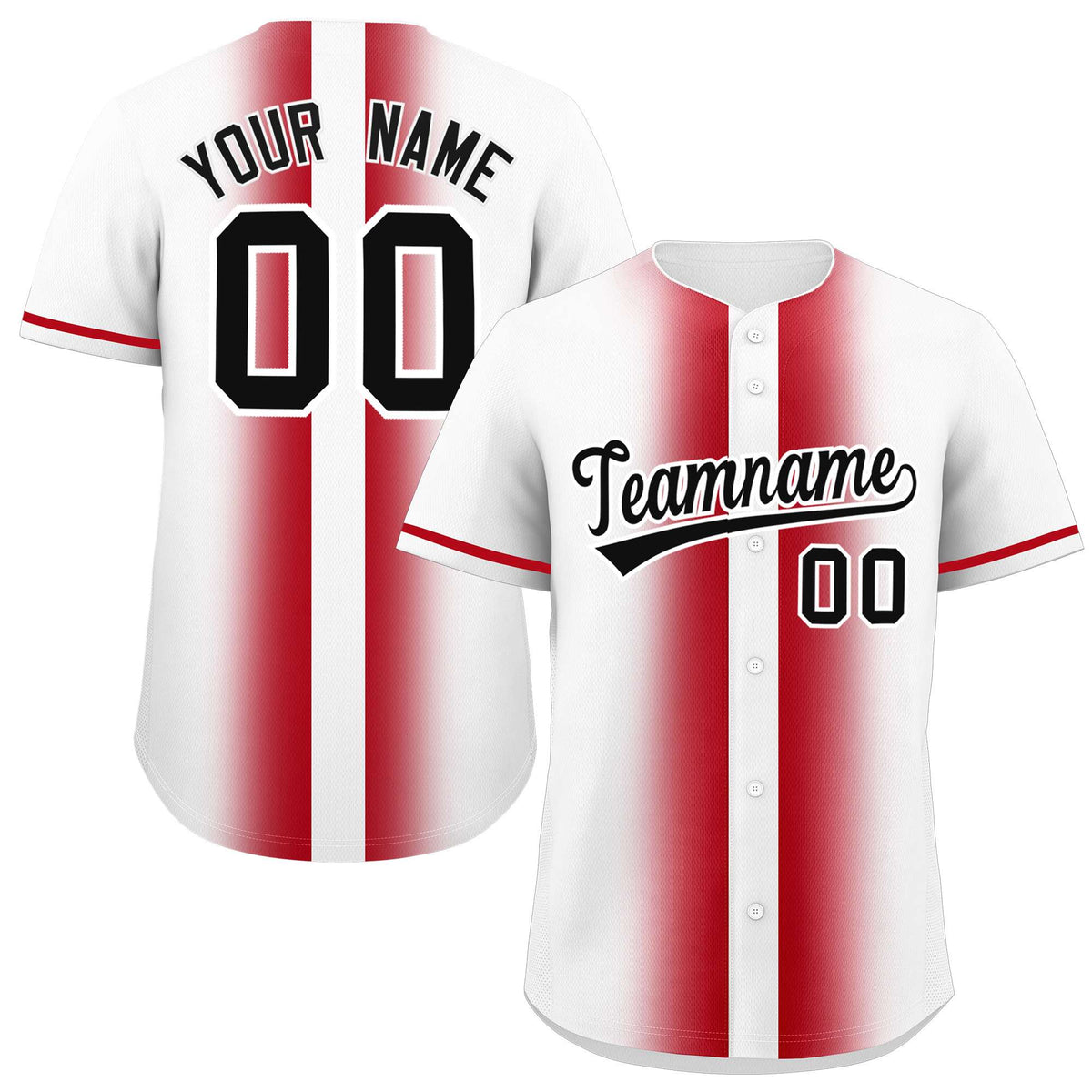 Custom White Red Lapel Gradient Fashion Authentic Baseball Jersey