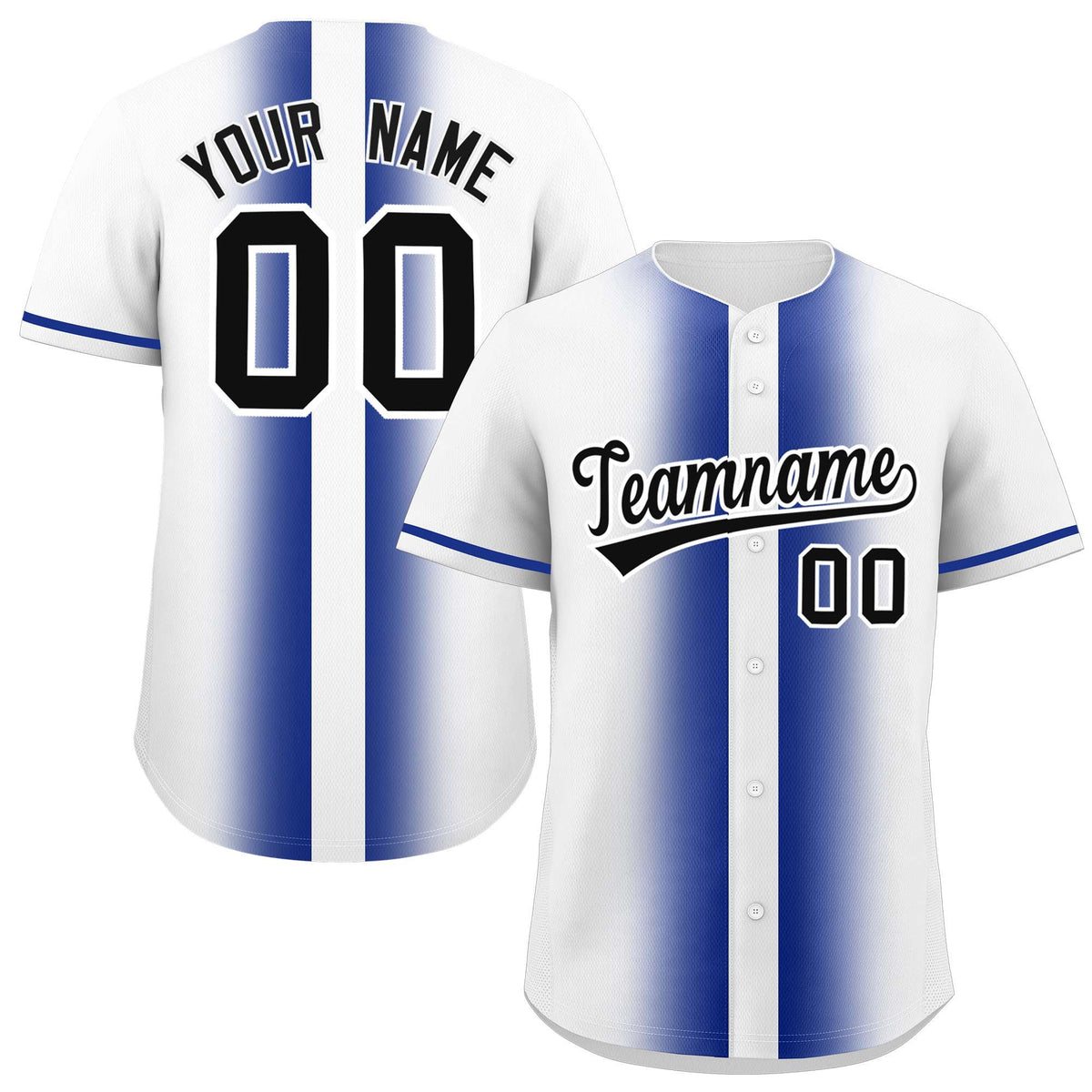 Custom White Royal Lapel Gradient Fashion Authentic Baseball Jersey