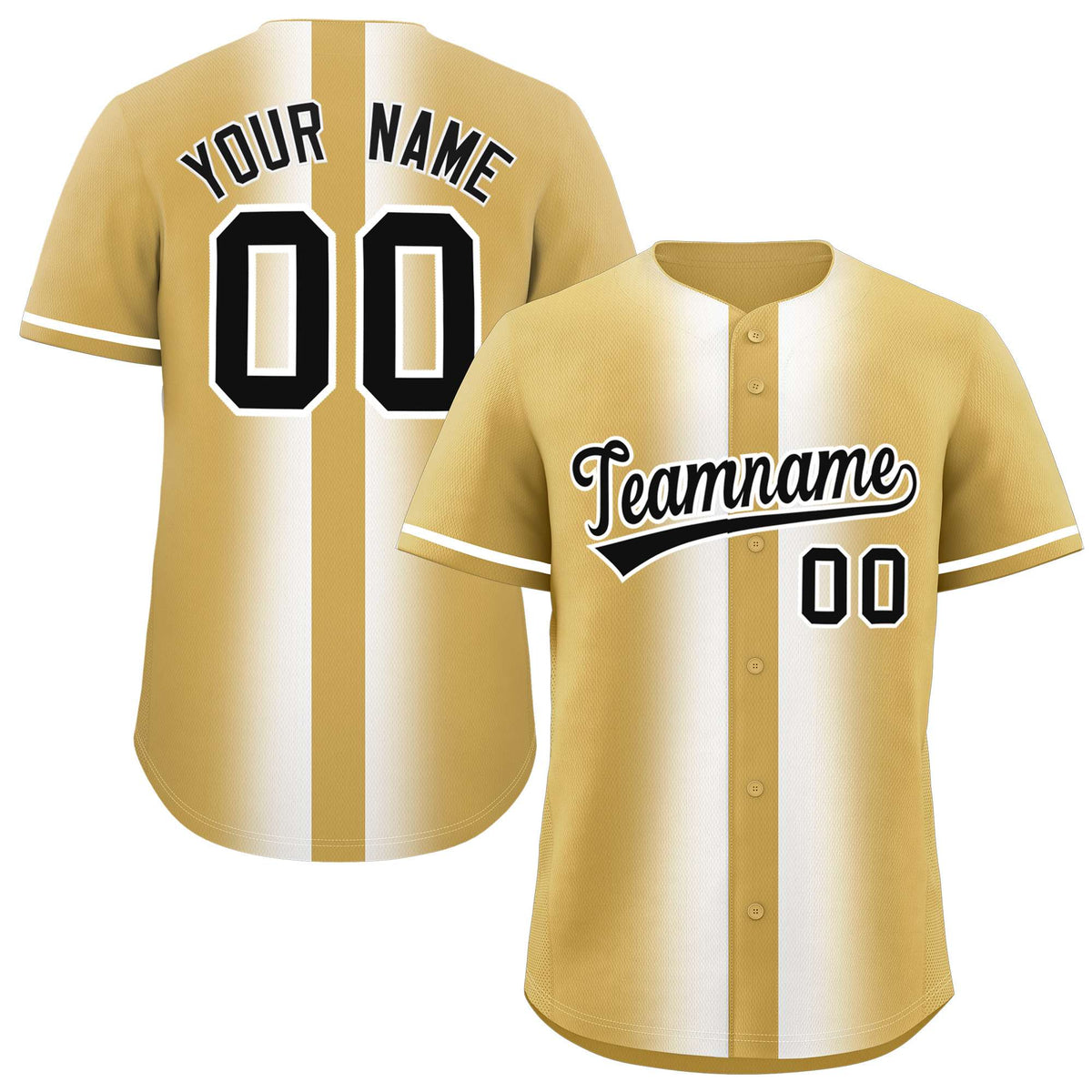Custom Old Gold White Lapel Gradient Fashion Authentic Baseball Jersey