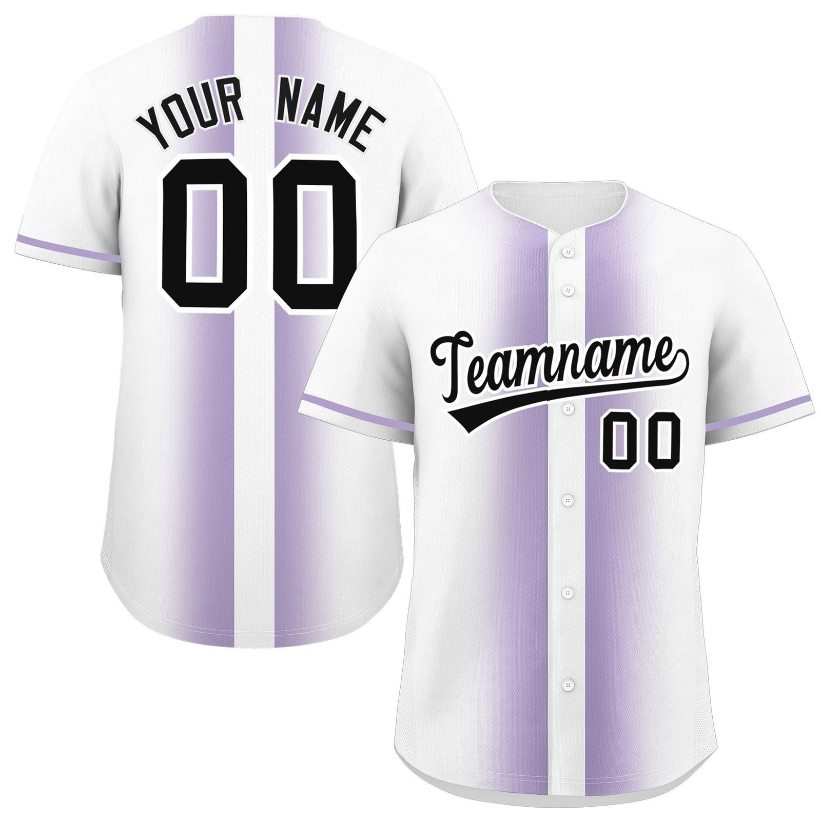 Custom White Light Purple Lapel Gradient Fashion Authentic Baseball Jersey
