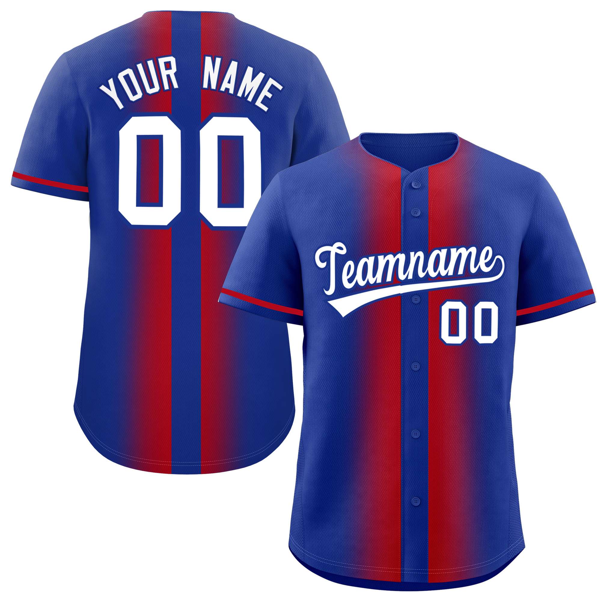 Custom Royal Red Lapel Gradient Fashion Authentic Baseball Jersey