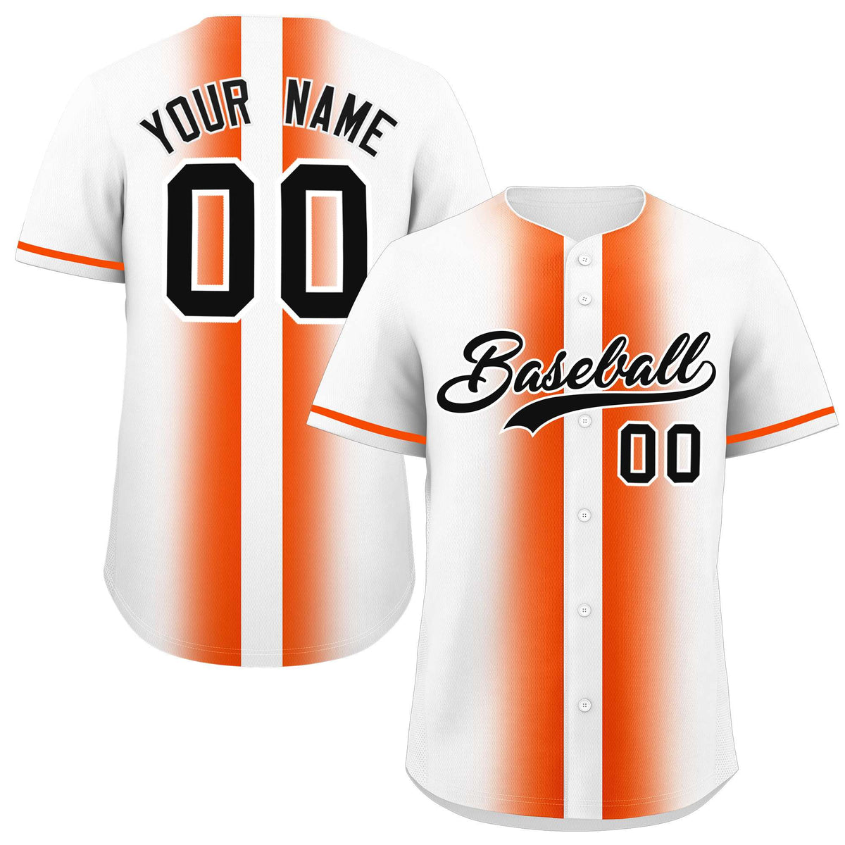Custom White Orange Lapel Gradient Fashion Authentic Baseball Jersey