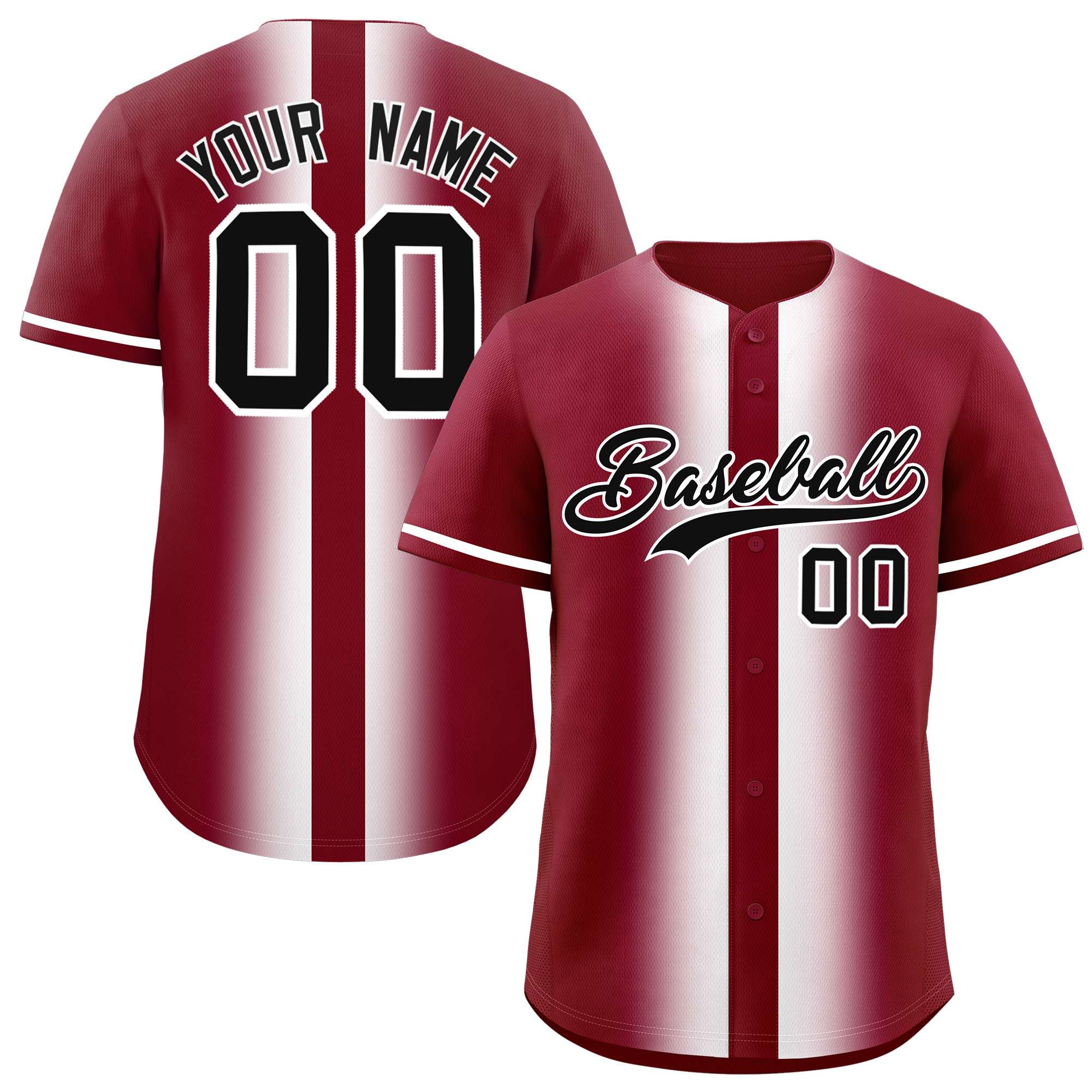 Custom Crimson White Lapel Gradient Fashion Authentic Baseball Jersey