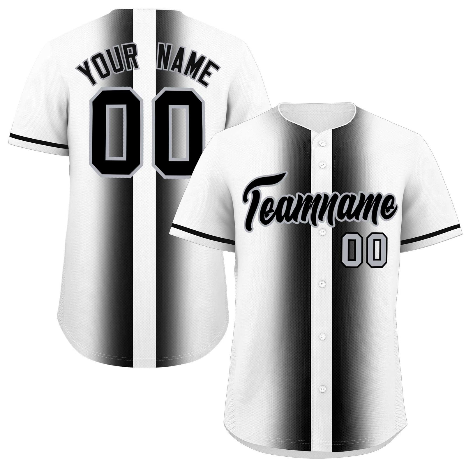 Custom White Black Lapel Gradient Fashion Authentic Baseball Jersey