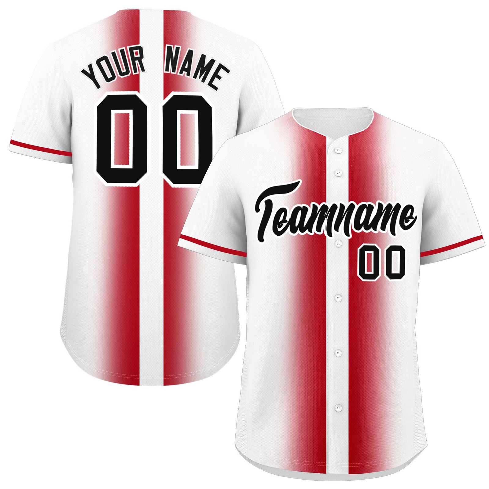 Custom White Red Lapel Gradient Fashion Authentic Baseball Jersey