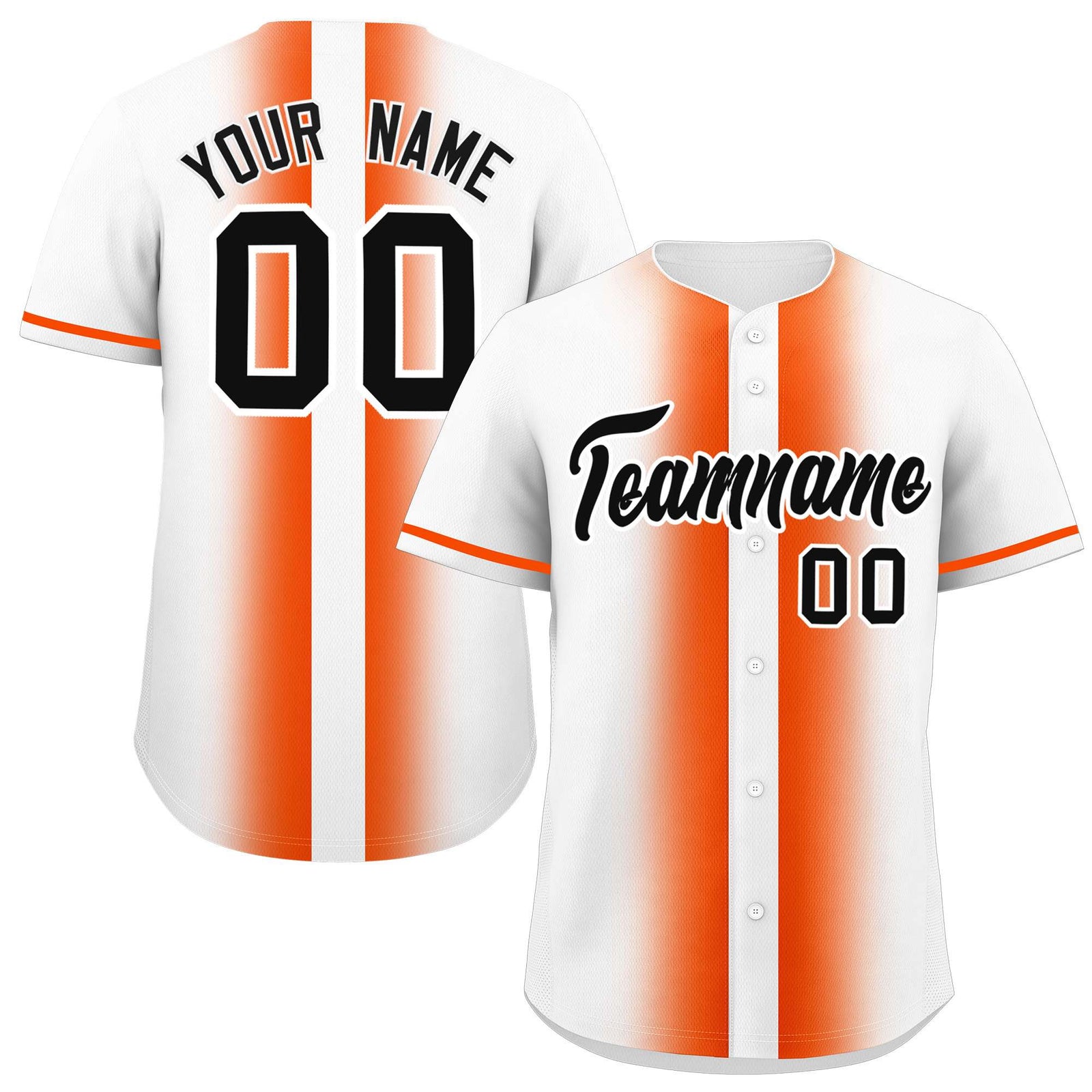 Custom White Orange Lapel Gradient Fashion Authentic Baseball Jersey