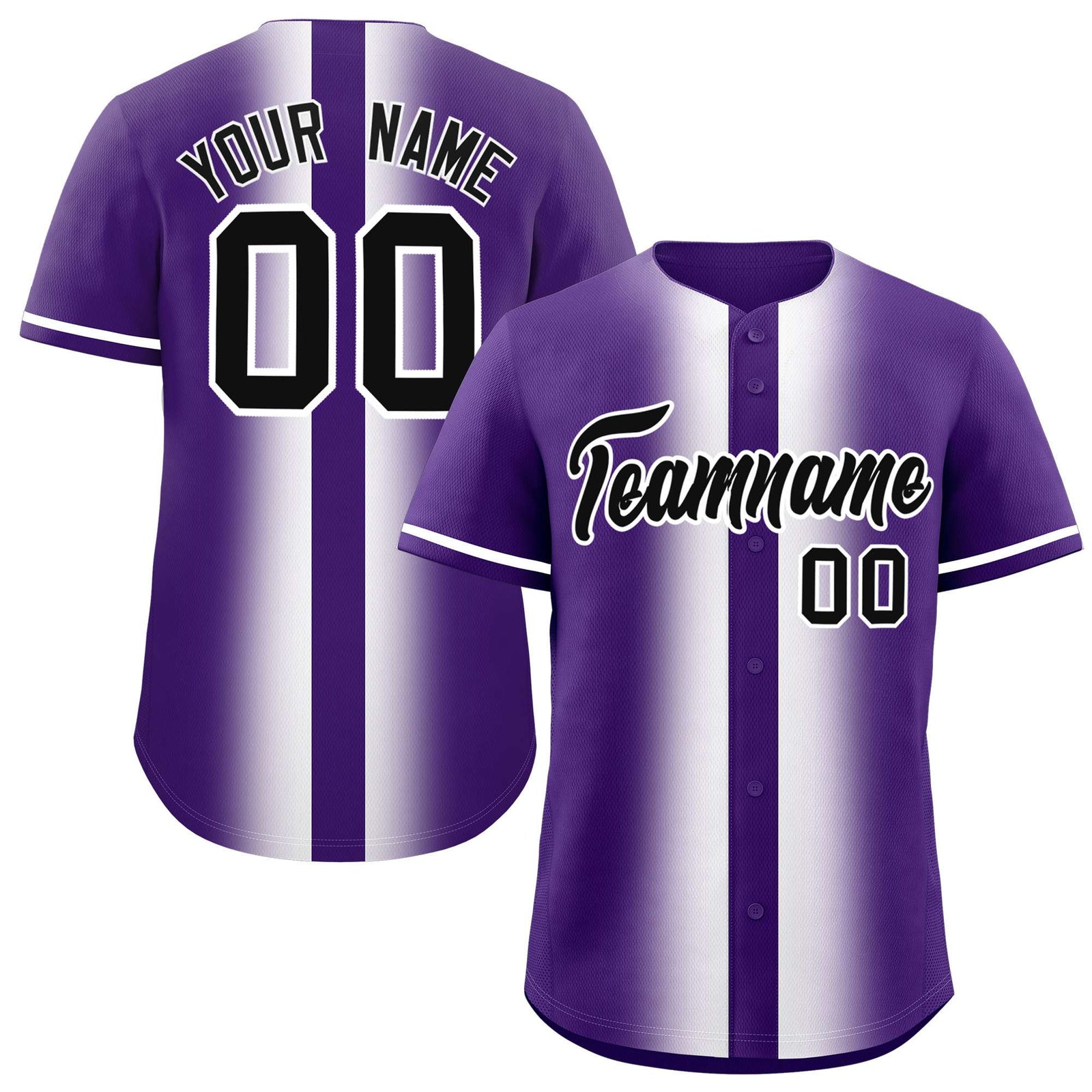 Custom Purple White Lapel Gradient Fashion Authentic Baseball Jersey