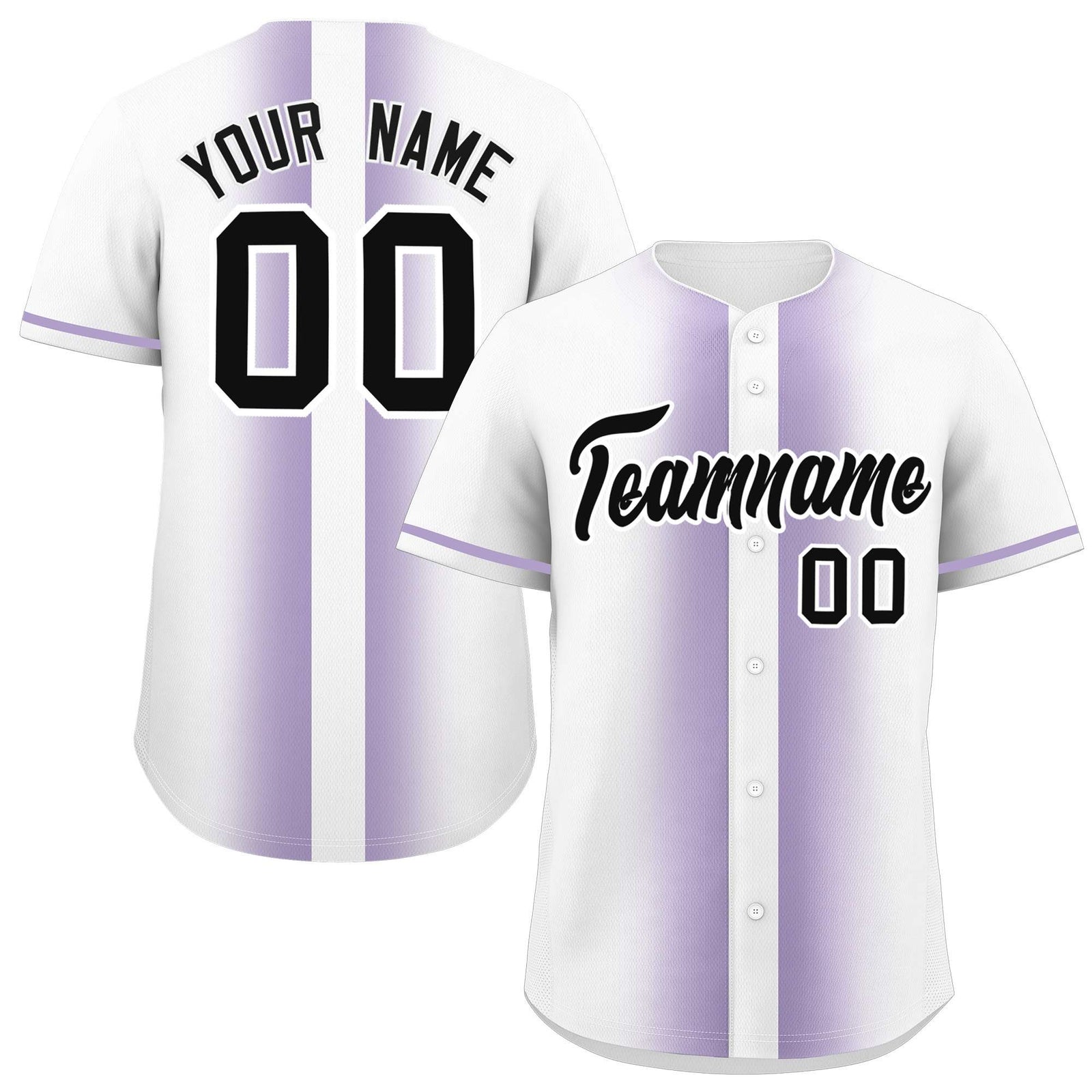 Custom White Light Purple Lapel Gradient Fashion Authentic Baseball Jersey