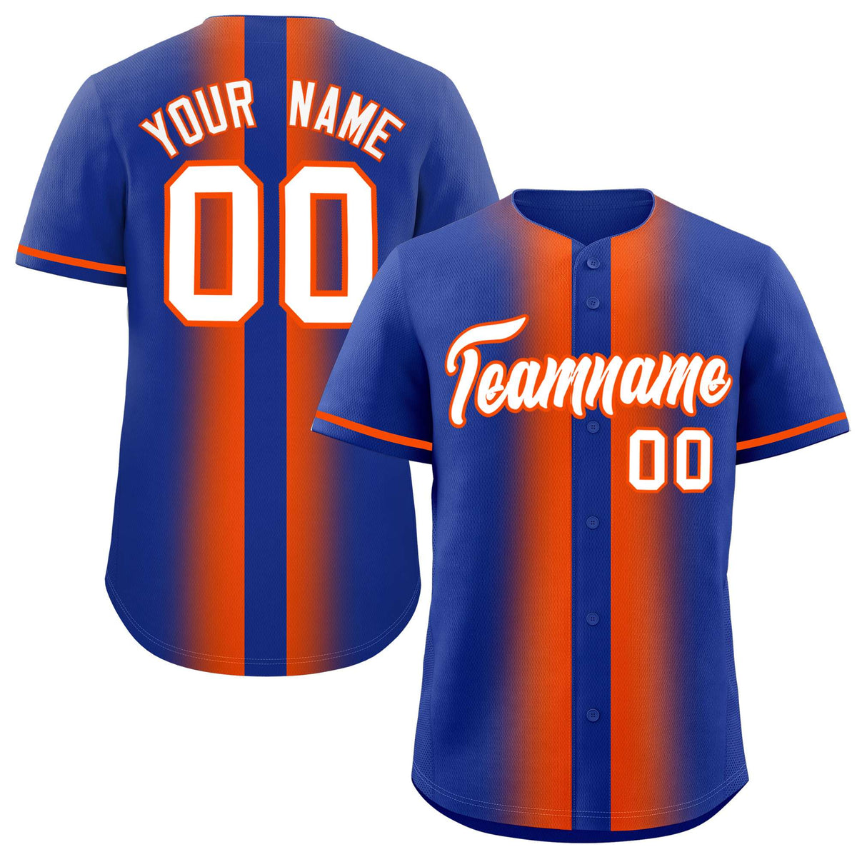 Custom Royal Orange Lapel Gradient Fashion Authentic Baseball Jersey