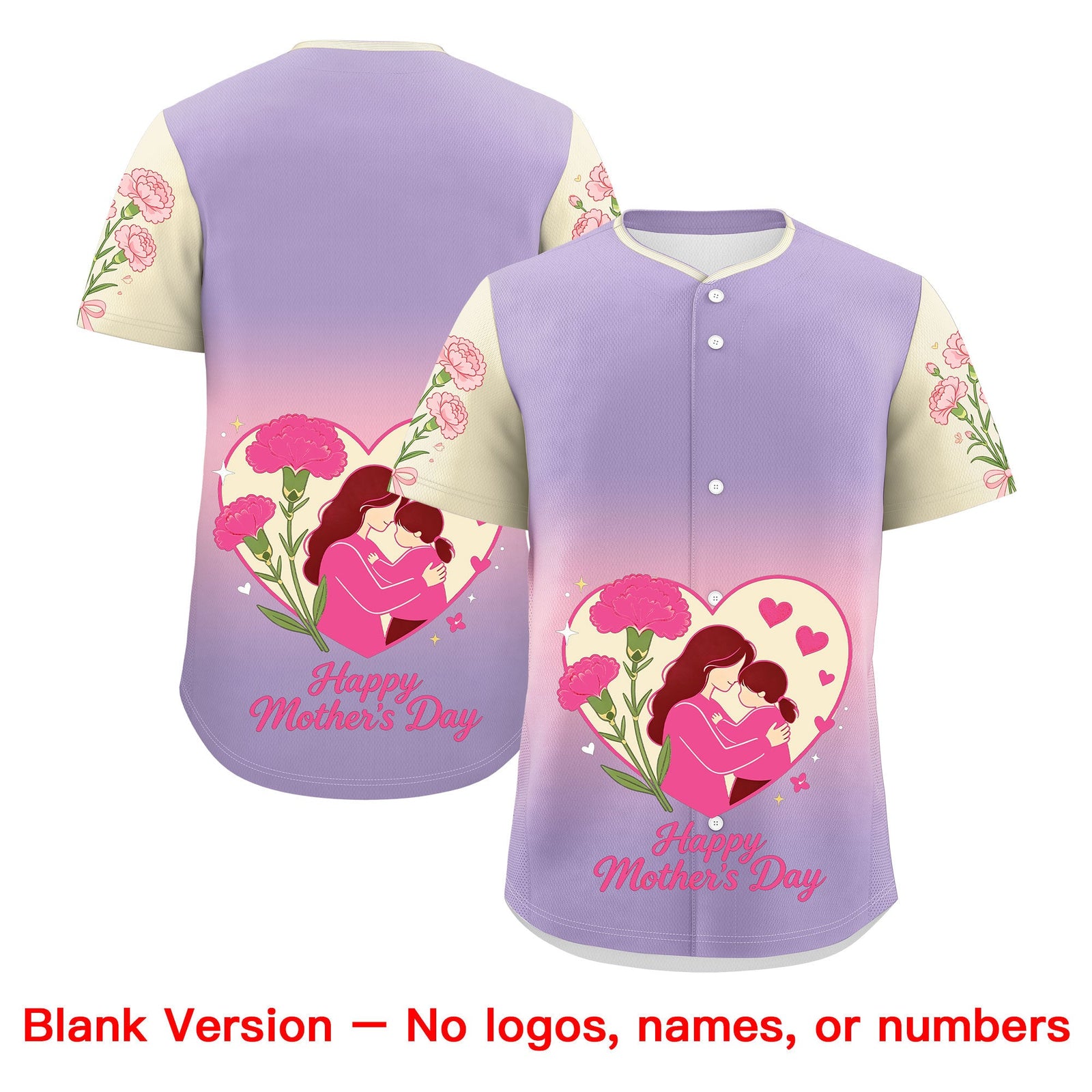 Custom Light Purple Light Pink Light Khaki Mother's Day Style Personalization Wrinkle-Resistant Baseball Jersey| KXKSHOP