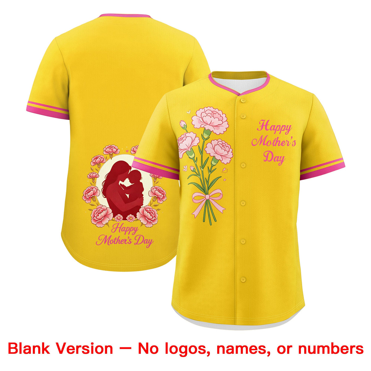 Custom Gold Pink Mother's Day Style Personalization Wrinkle-Resistant Baseball Jersey| KXKSHOP