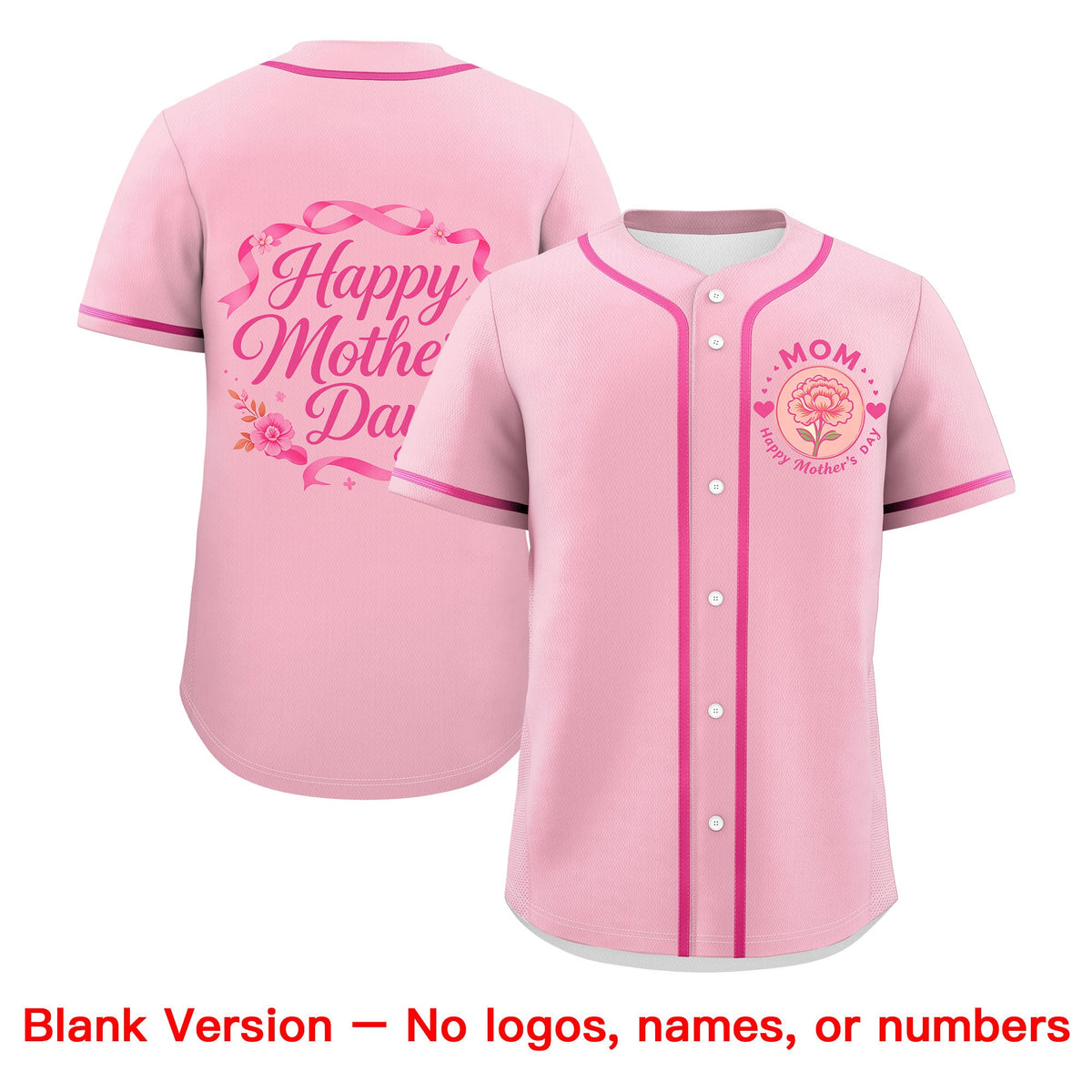 Custom Light Pink Pink Mother's Day Style Personalization Wrinkle-Resistant Baseball Jersey| KXKSHOP