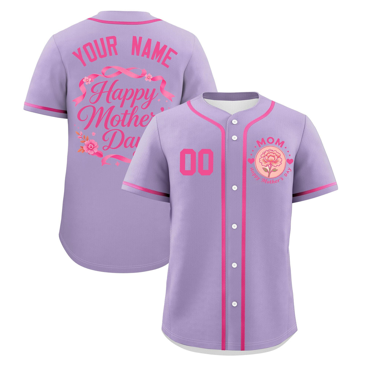 Custom Light Purple Pink Mother's Day Style Personalization Breathable Baseball Jersey| KXKSHOP
