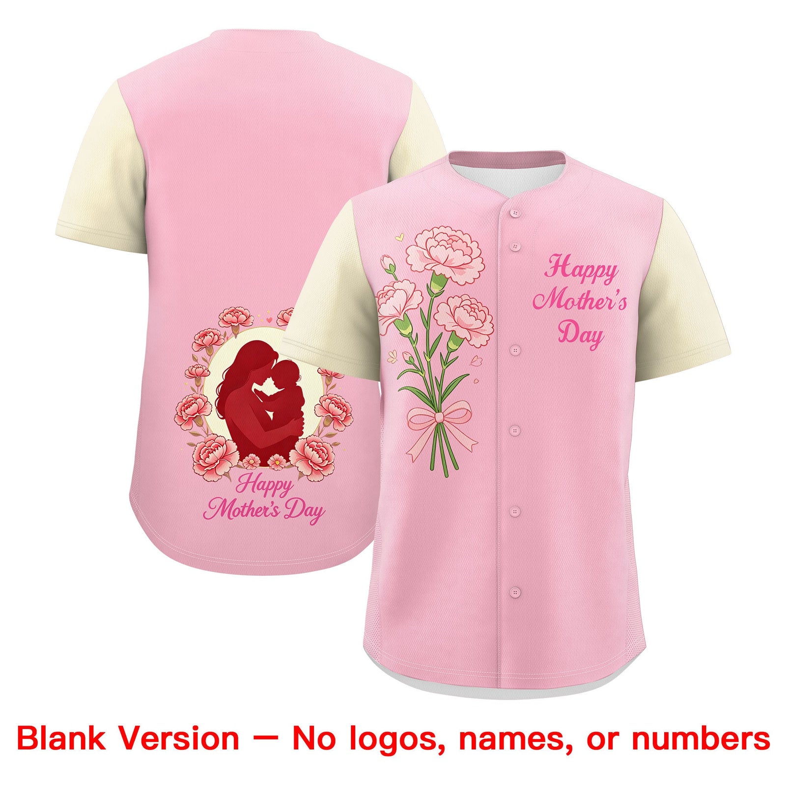 Custom Light Pink Light Khaki Pink Mother's Day Style Personalization Wrinkle-Resistant Baseball Jersey| KXKSHOP