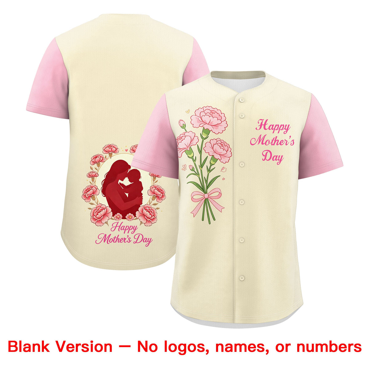 Custom Light Khaki Light Pink Pink Mother's Day Style Personalization Wrinkle-Resistant Baseball Jersey| KXKSHOP