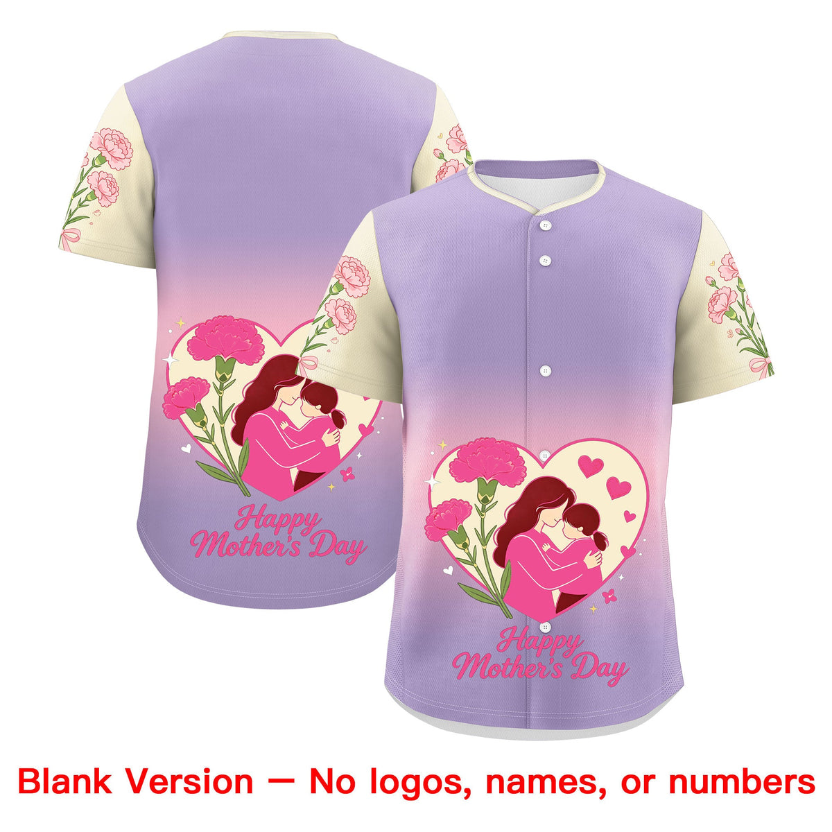 Custom Light Purple Light Pink Light Khaki Mother's Day Style Personalization Wrinkle-Resistant Baseball Jersey| KXKSHOP