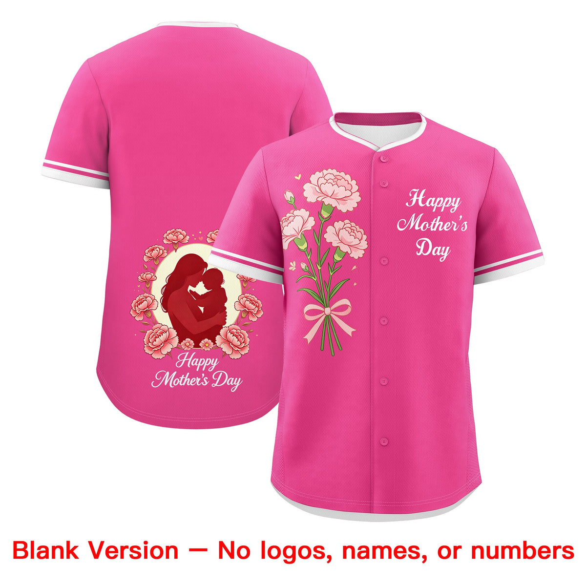 Custom Pink White Mother's Day Style Personalization Wrinkle-Resistant Baseball Jersey| KXKSHOP