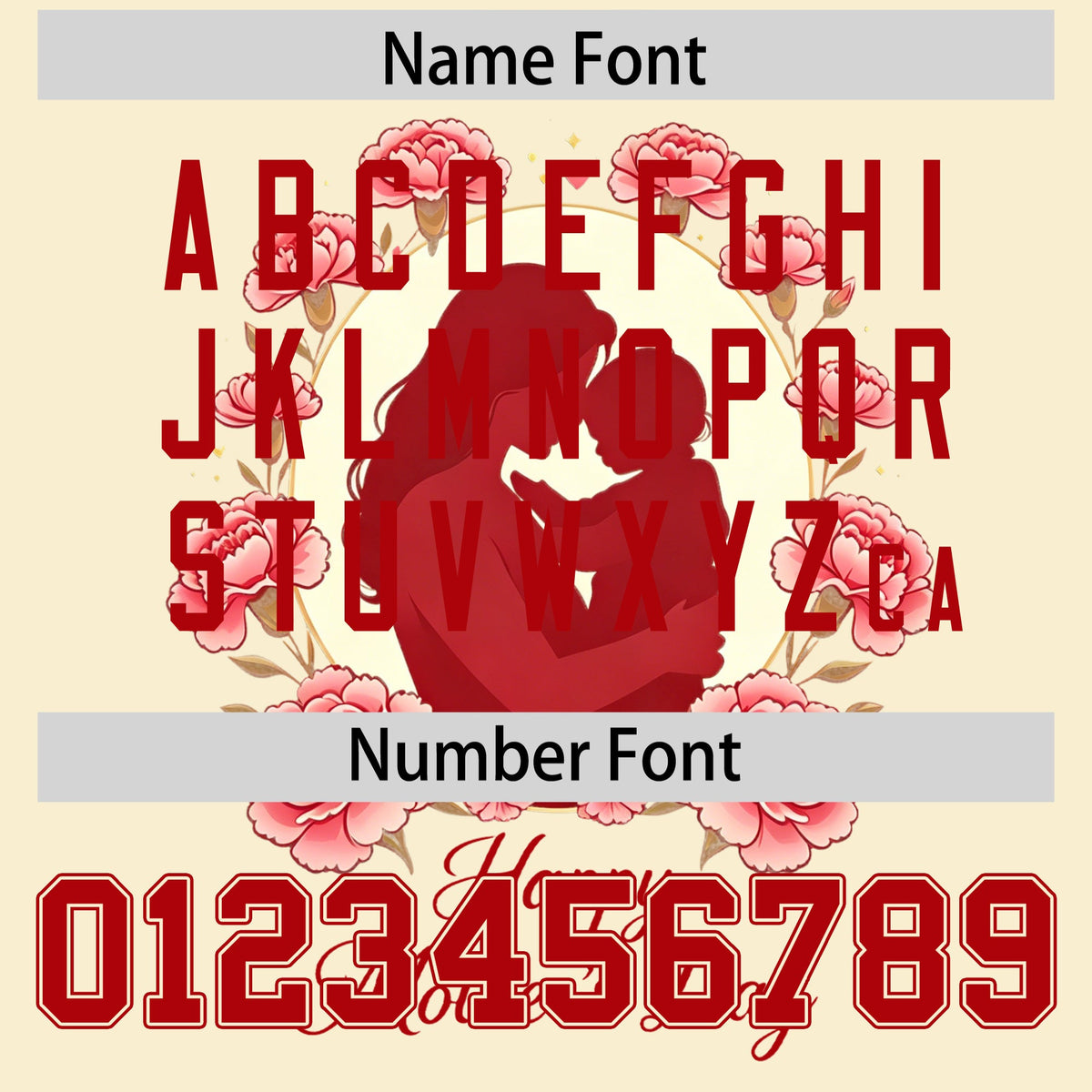 Custom Light Khaki Red Mother's Day Style Personalization Breathable Baseball Jersey| KXKSHOP