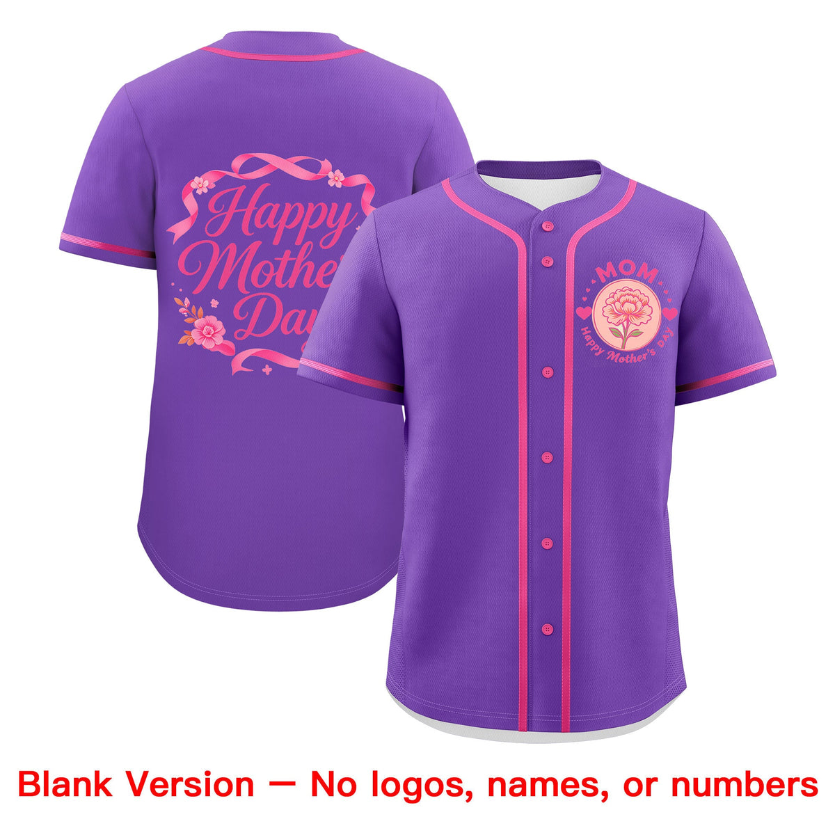 Custom Pink Mother's Day Style Personalization Wrinkle-Resistant Baseball Jersey| KXKSHOP