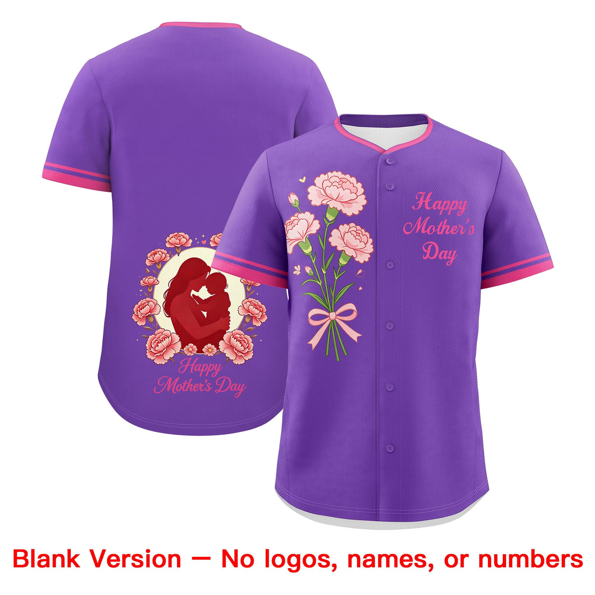 Custom Pink Mother's Day Style Personalization Wrinkle-Resistant Baseball Jersey| KXKSHOP