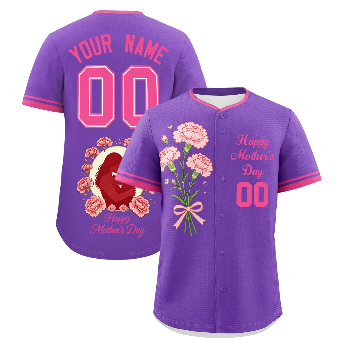 Custom Pink Mother's Day Style Personalization Wrinkle-Resistant Baseball Jersey| KXKSHOP