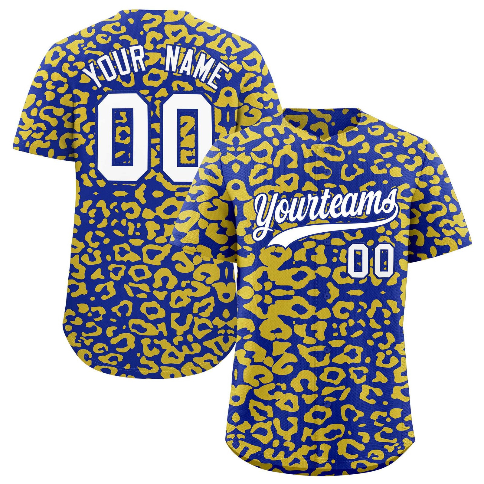 Custom Royal Gold Leopard Print Pattern Authentic Baseball Jersey