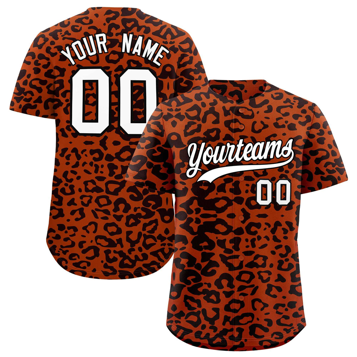 Custom Texas Orange Black Leopard Print Pattern Authentic Baseball Jersey
