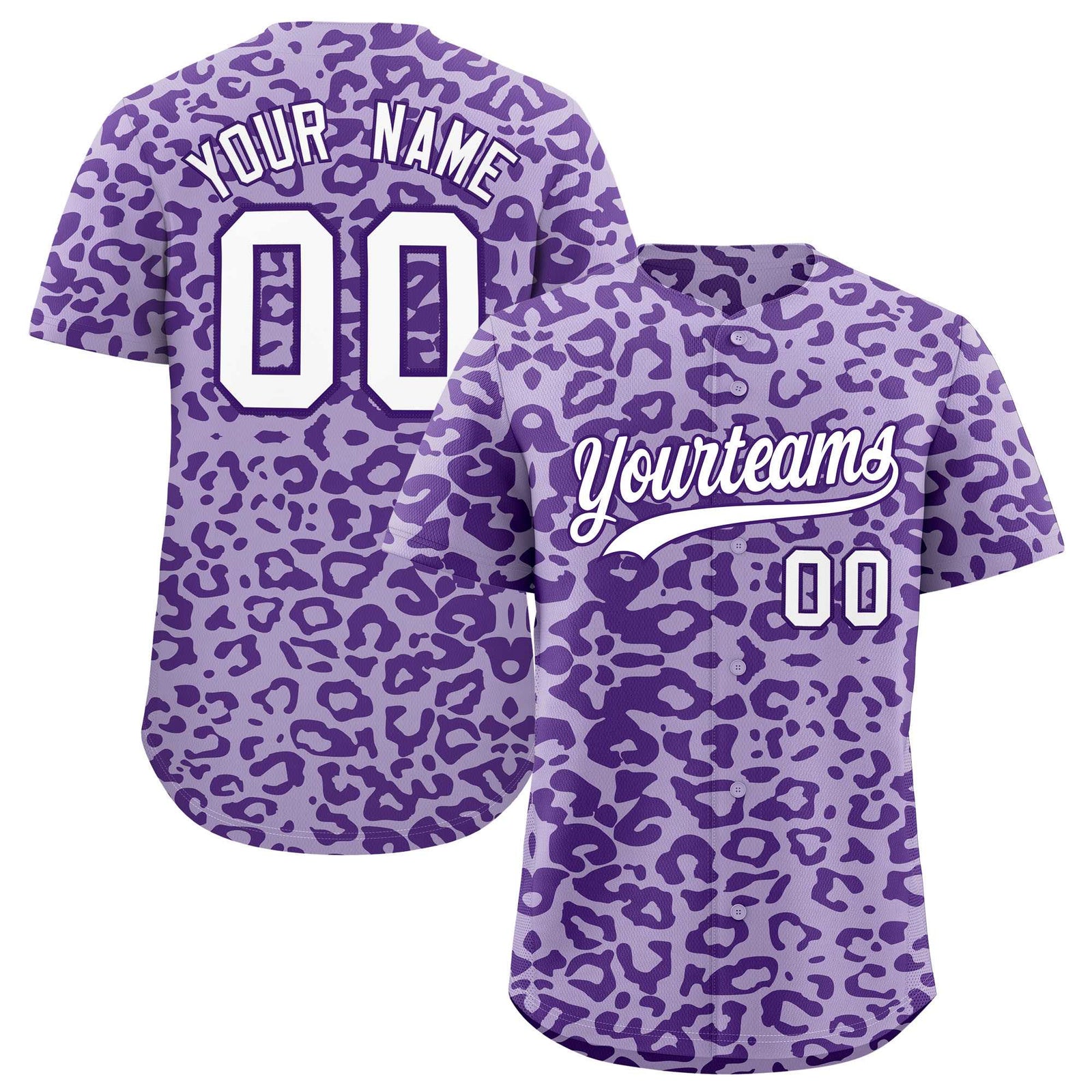 Custom Light Purple Purple Leopard Print Pattern Authentic Baseball Jersey