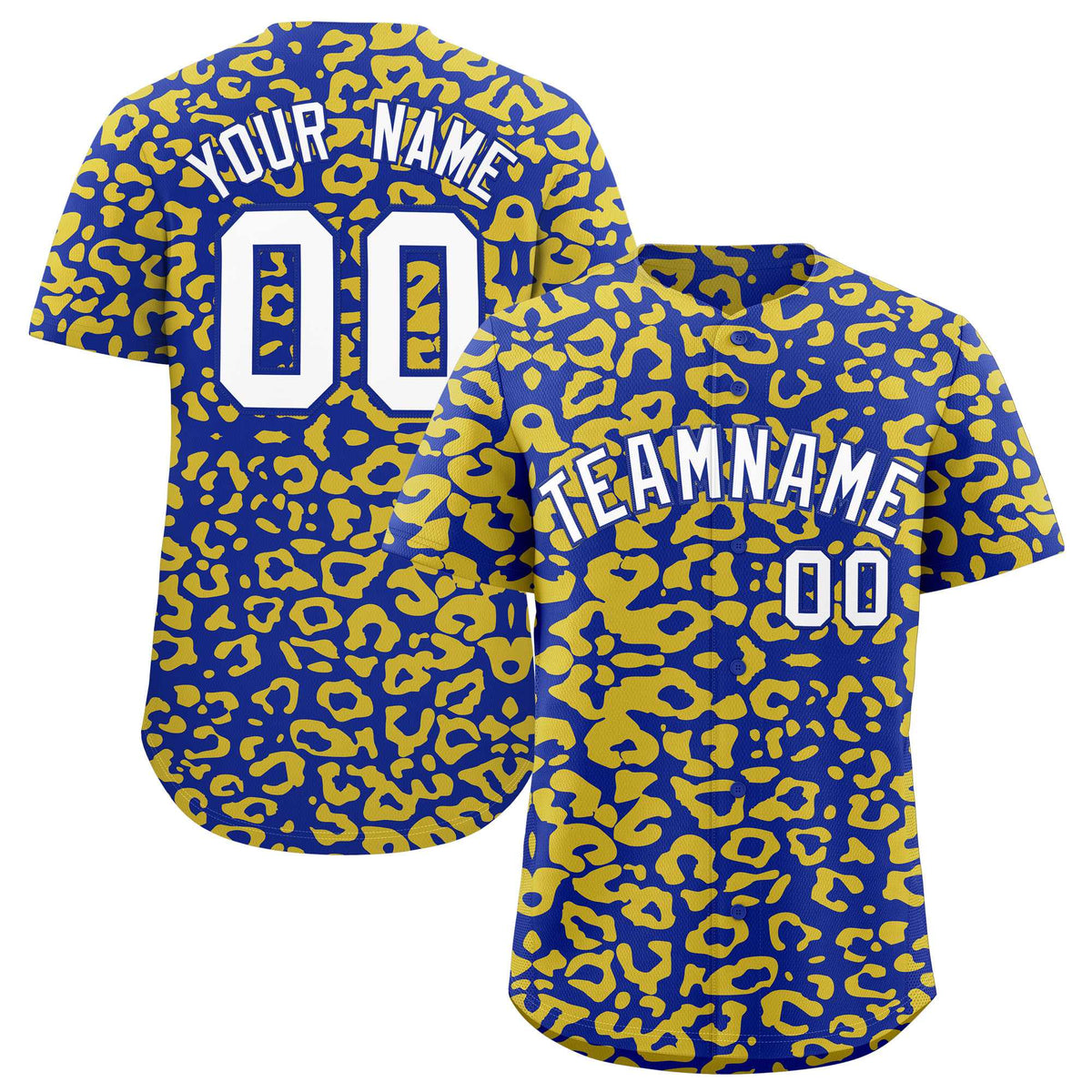 Custom Royal Gold Leopard Print Pattern Authentic Baseball Jersey