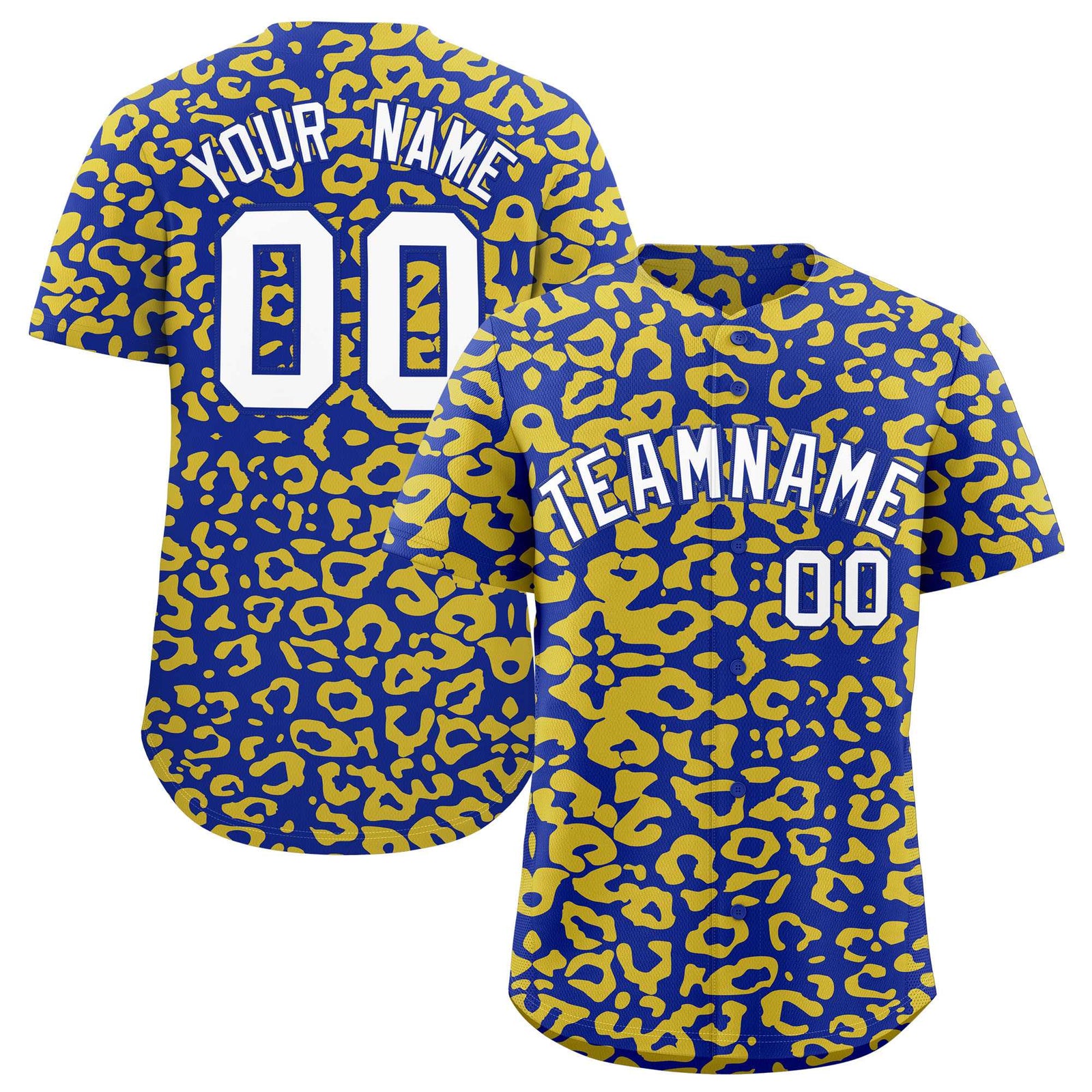 Custom Royal Gold Leopard Print Pattern Authentic Baseball Jersey