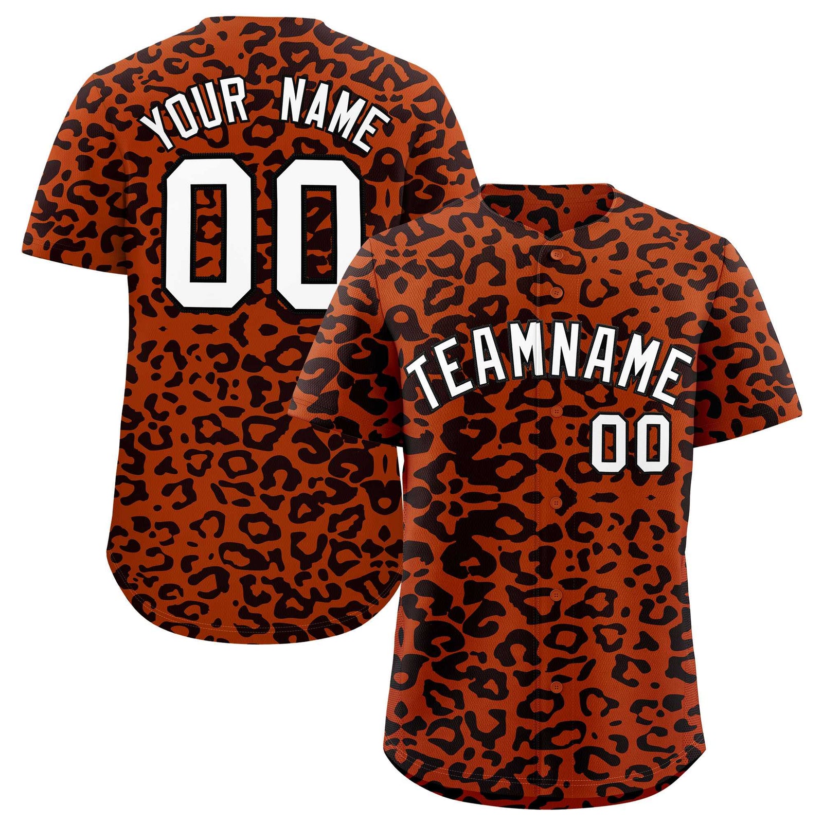 Custom Texas Orange Black Leopard Print Pattern Authentic Baseball Jersey