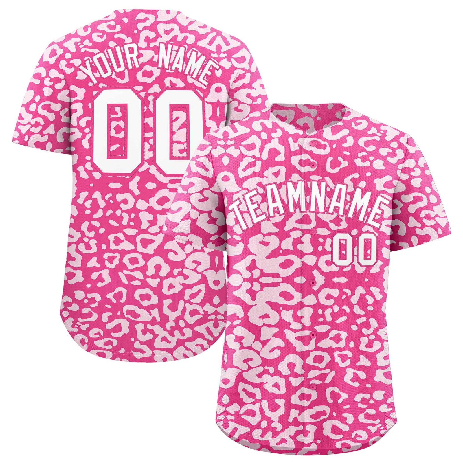 Custom Pink White Leopard Print Pattern Authentic Baseball Jersey