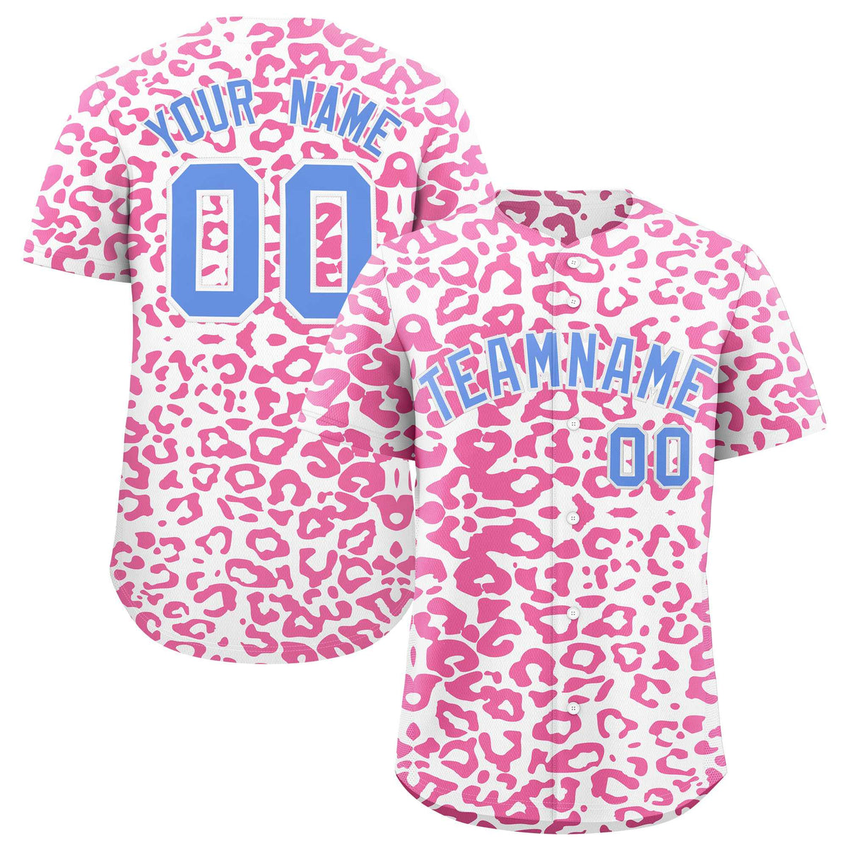 Custom White Pink Leopard Print Pattern Authentic Baseball Jersey