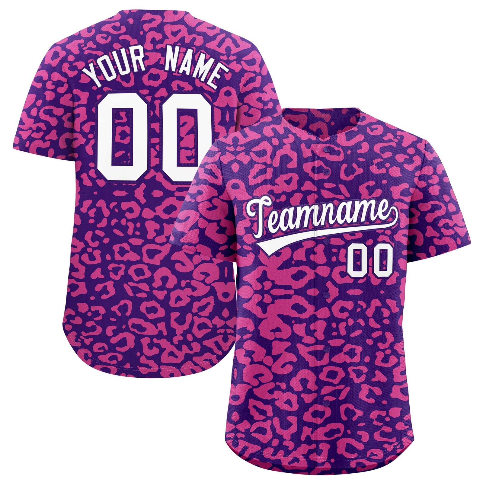 Custom Purple Pink Leopard Print Pattern Authentic Baseball Jersey