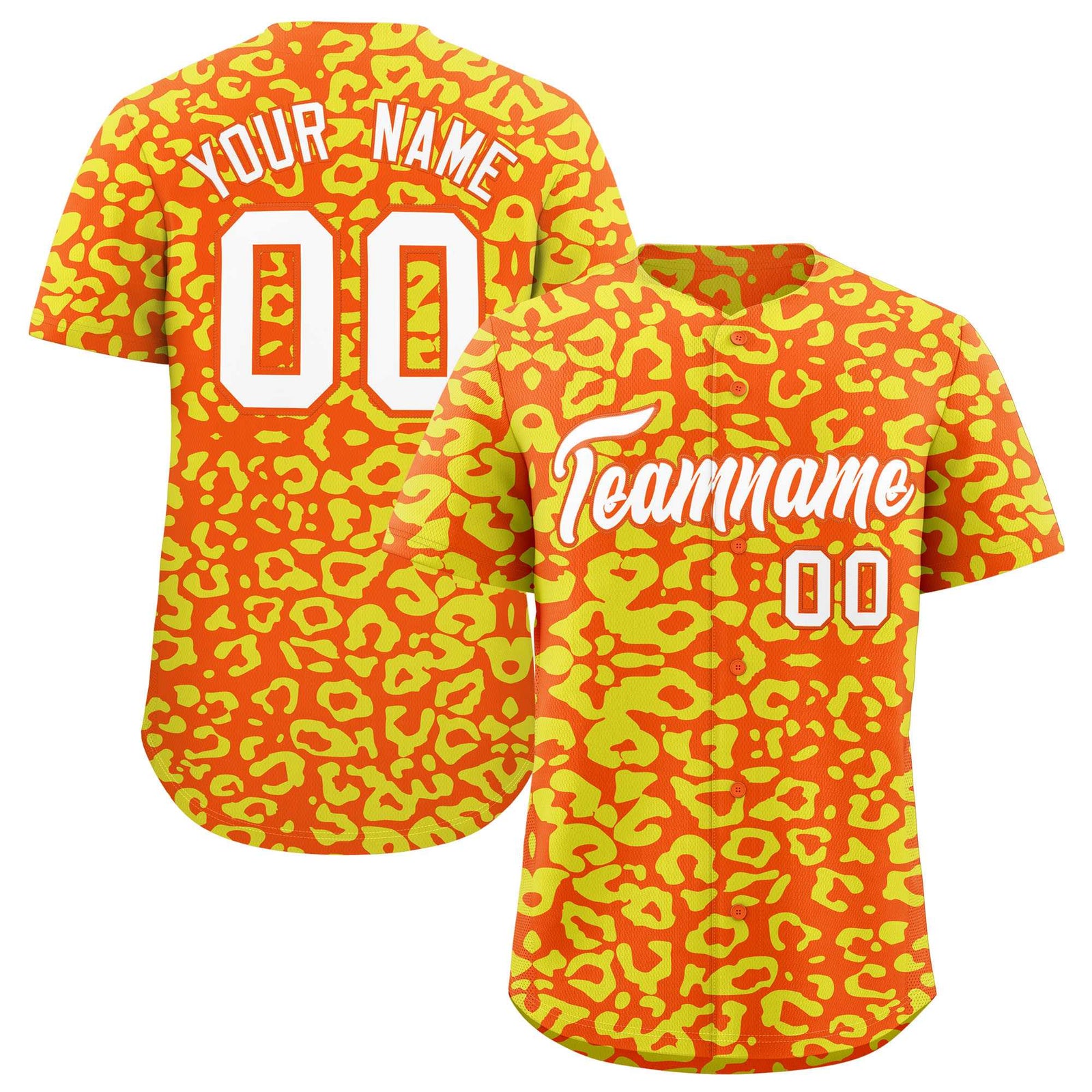 Custom Orange Gold Leopard Print Pattern Authentic Baseball Jersey