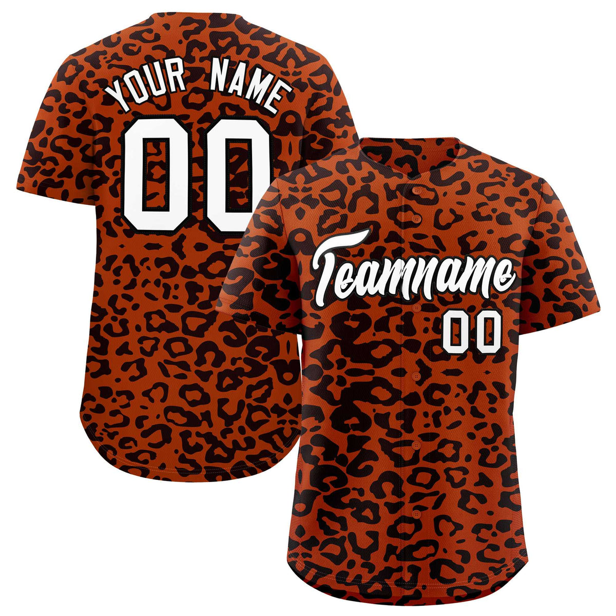 Custom Texas Orange Black Leopard Print Pattern Authentic Baseball Jersey