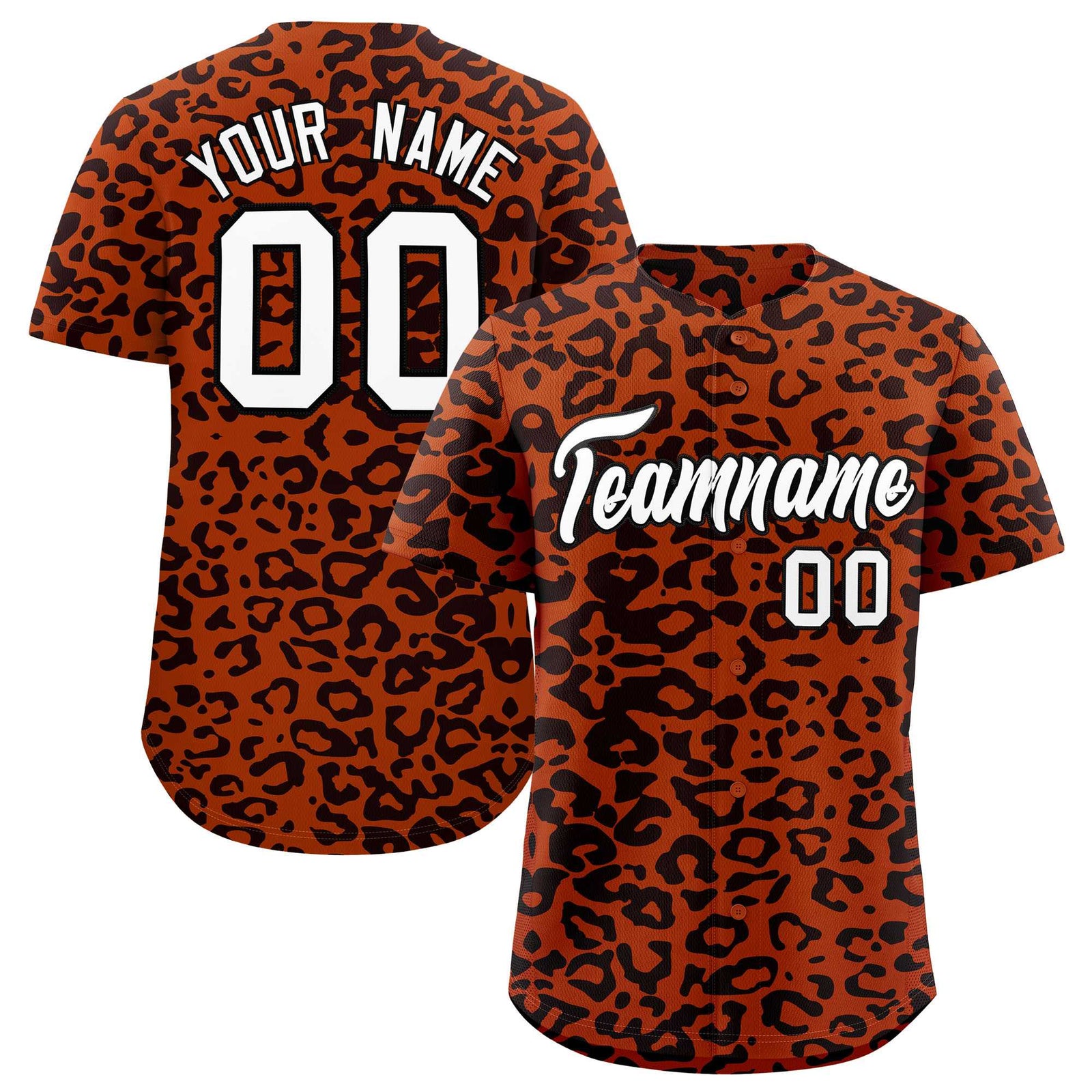 Custom Texas Orange Black Leopard Print Pattern Authentic Baseball Jersey