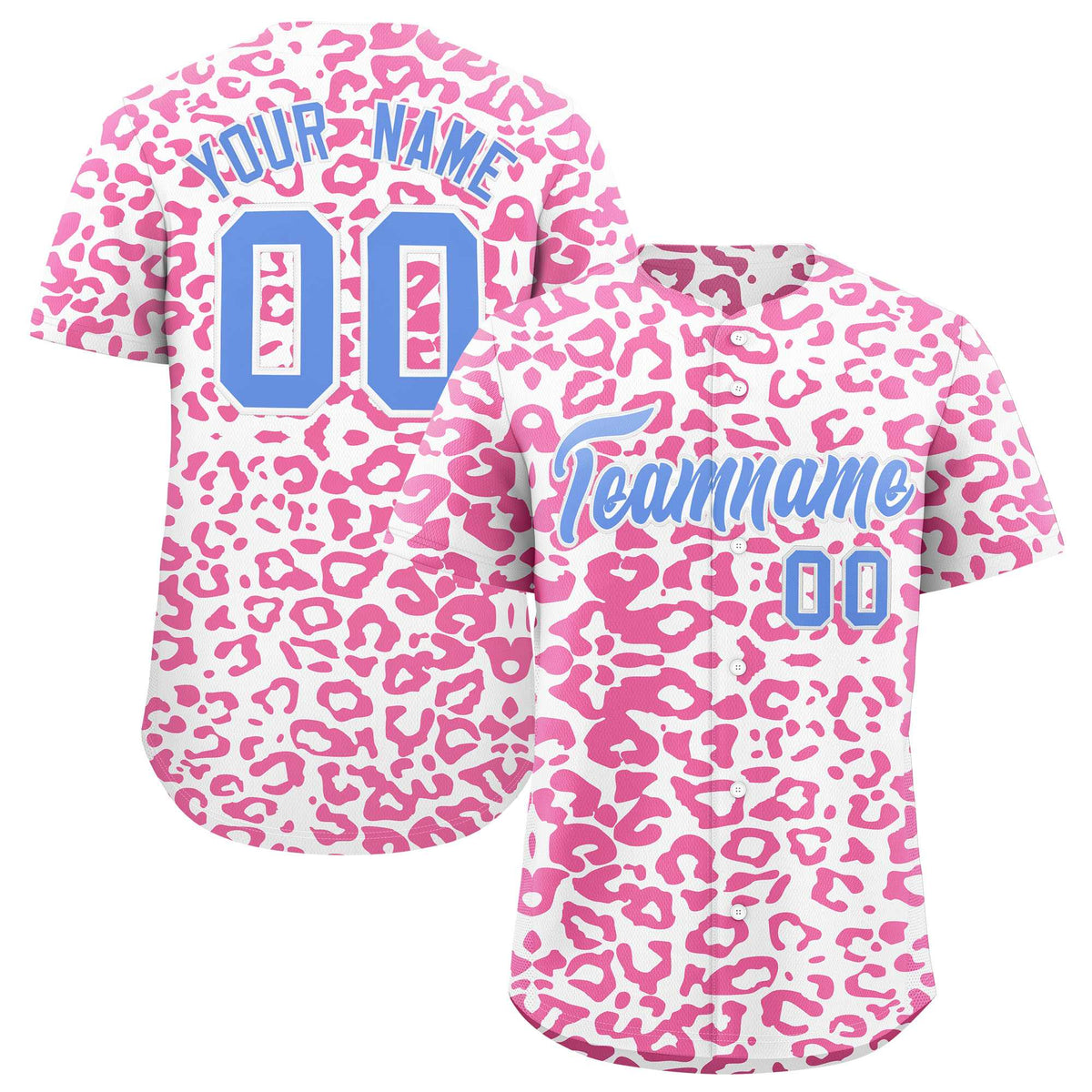 Custom White Pink Leopard Print Pattern Authentic Baseball Jersey