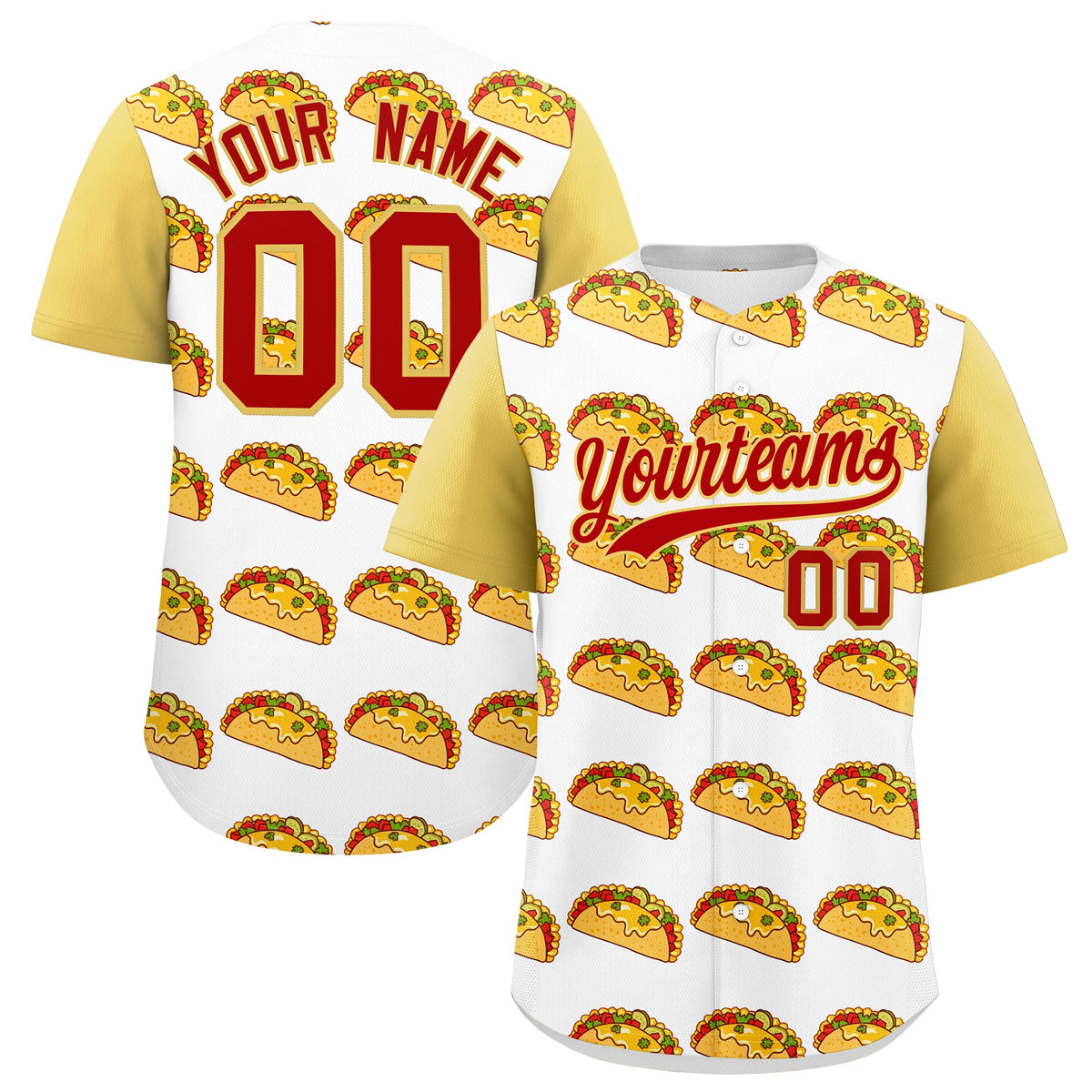 Custom White Khaki Red Graffiti Pattern Mexican style Stretch Fabric Baseball Jersey| KXKSHOP