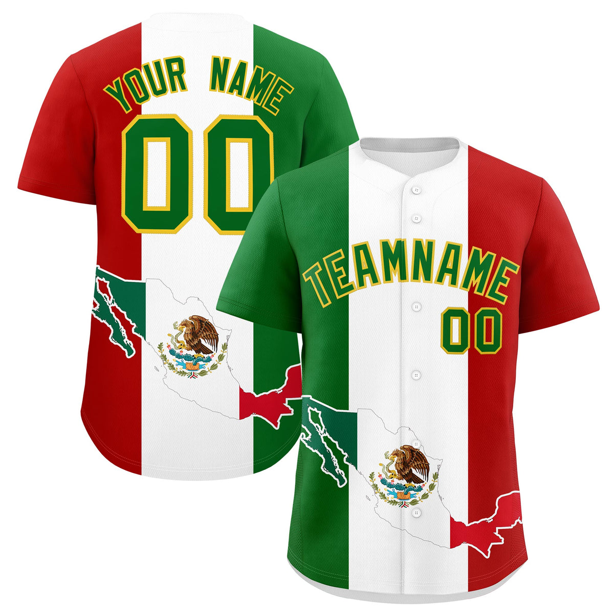 Custom Kelly Green White Red Graffiti Pattern Mexican style Stretch Fabric Baseball Jersey| KXKSHOP