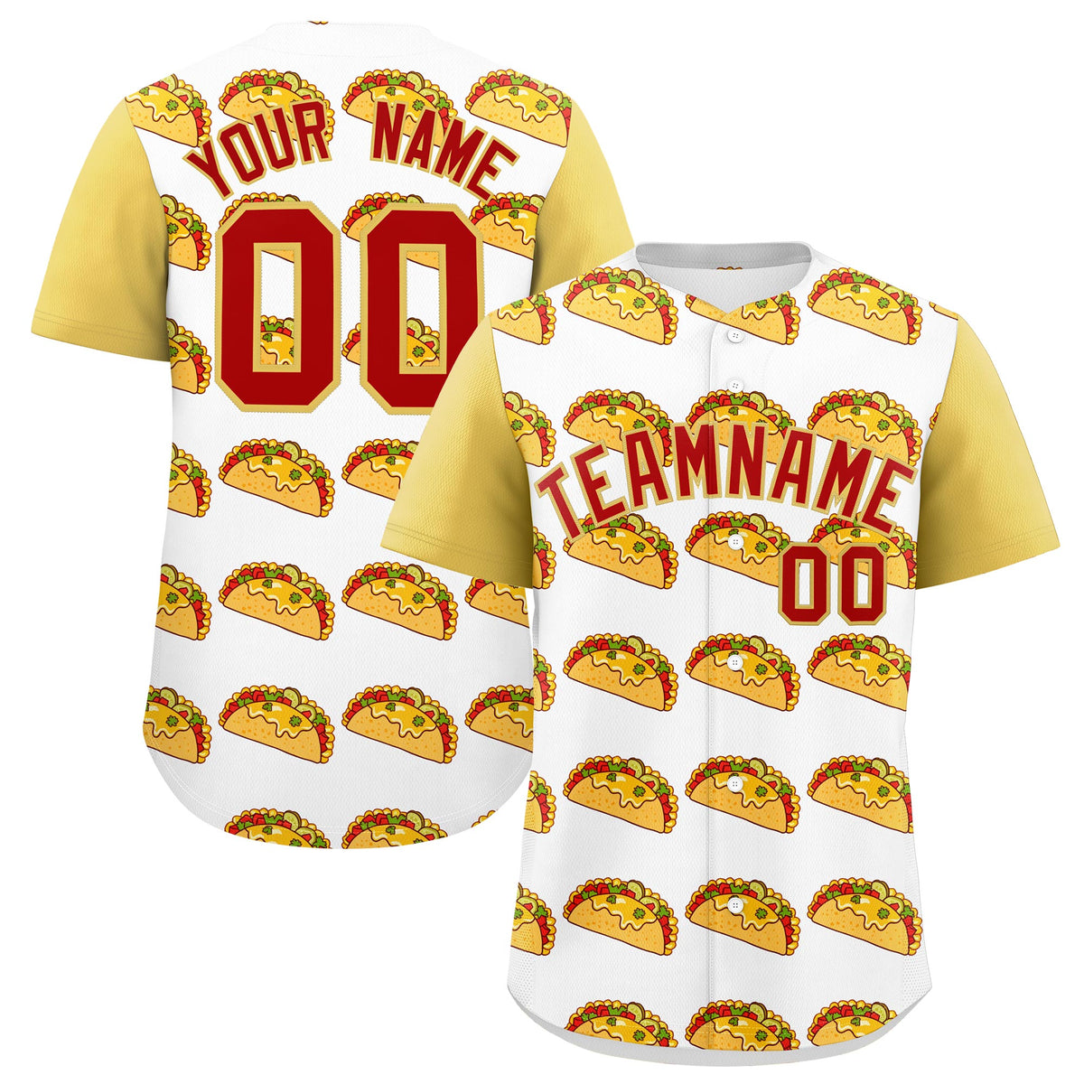 Custom White Khaki Red Graffiti Pattern Mexican style Stretch Fabric Baseball Jersey| KXKSHOP