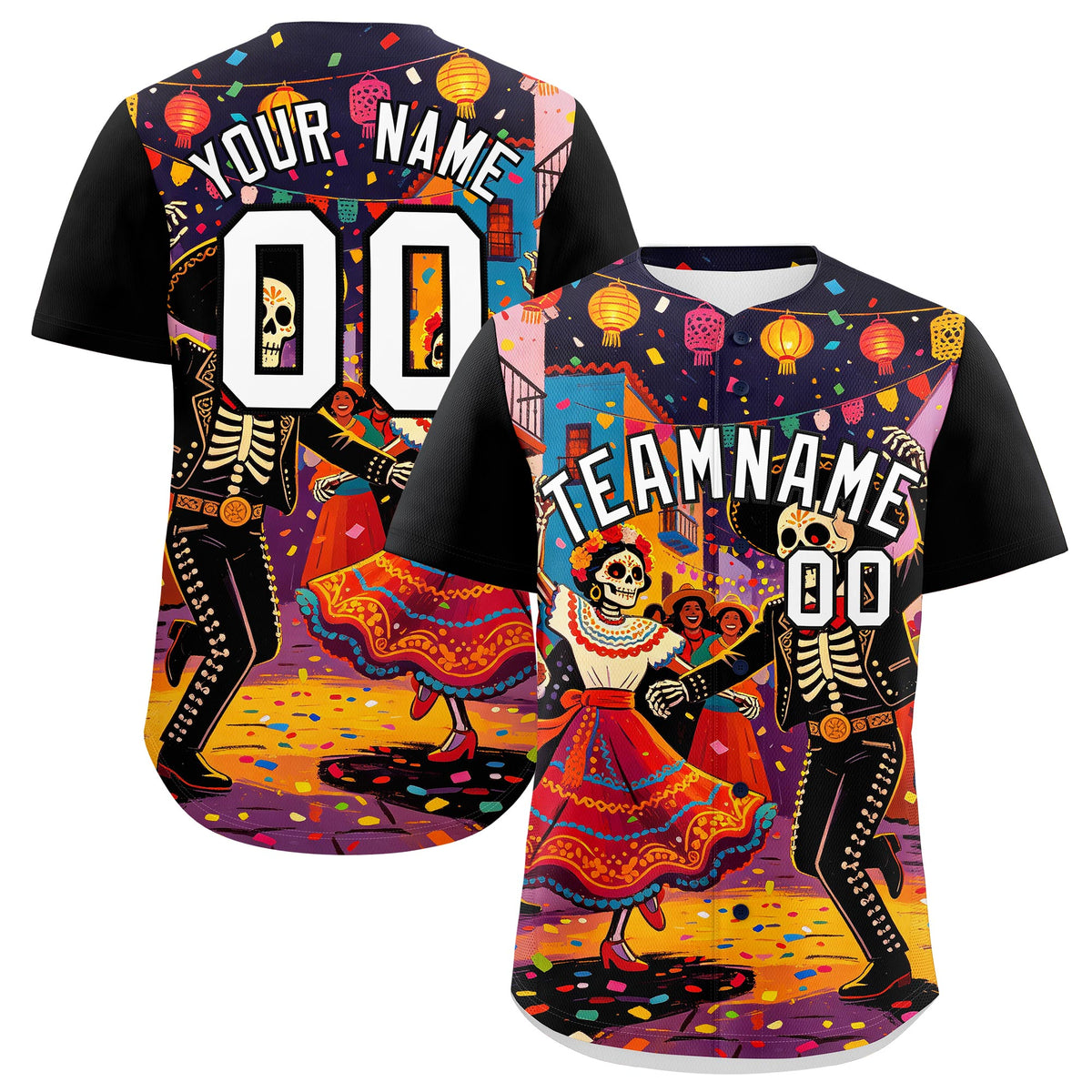 Custom Black White Red Graffiti Pattern Mexican style Stretch Fabric Baseball Jersey| KXKSHOP