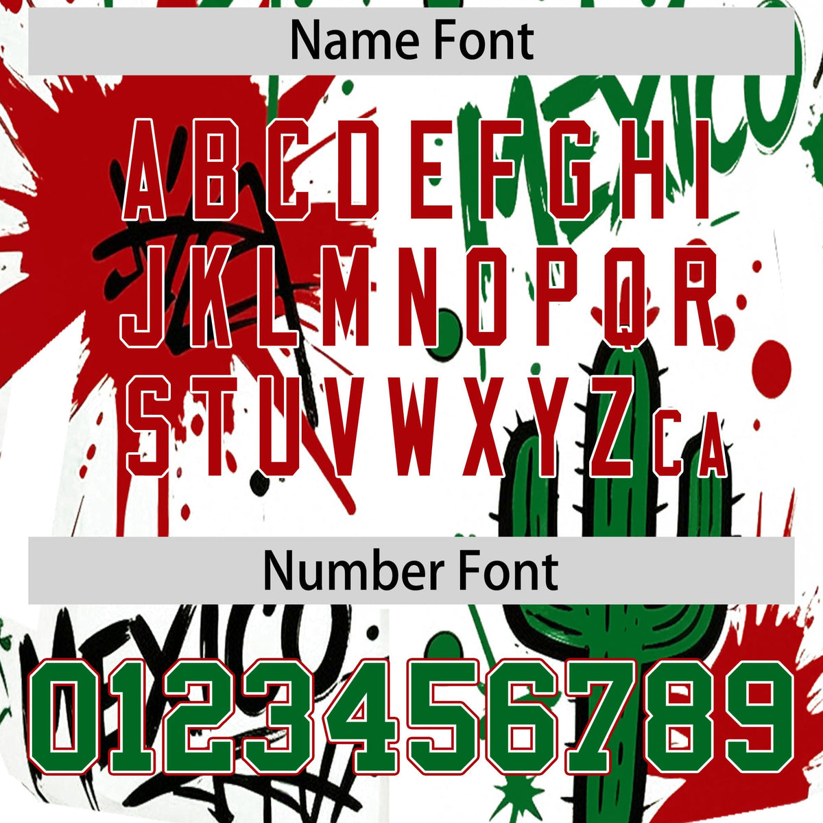 Custom White Kelly Green Red Graffiti Pattern Mexican style Stretch Fabric Baseball Jersey| KXKSHOP