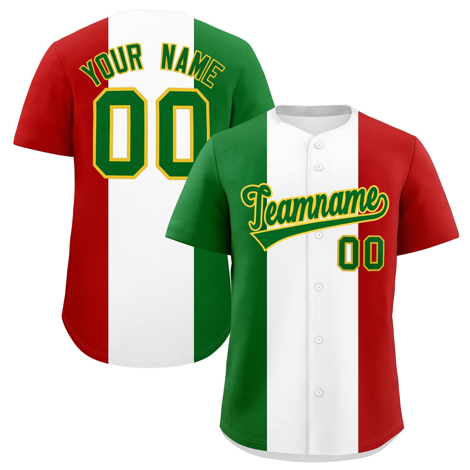 Custom Kelly Green White Red Graffiti Pattern Mexican style Stretch Fabric Baseball Jersey| KXKSHOP